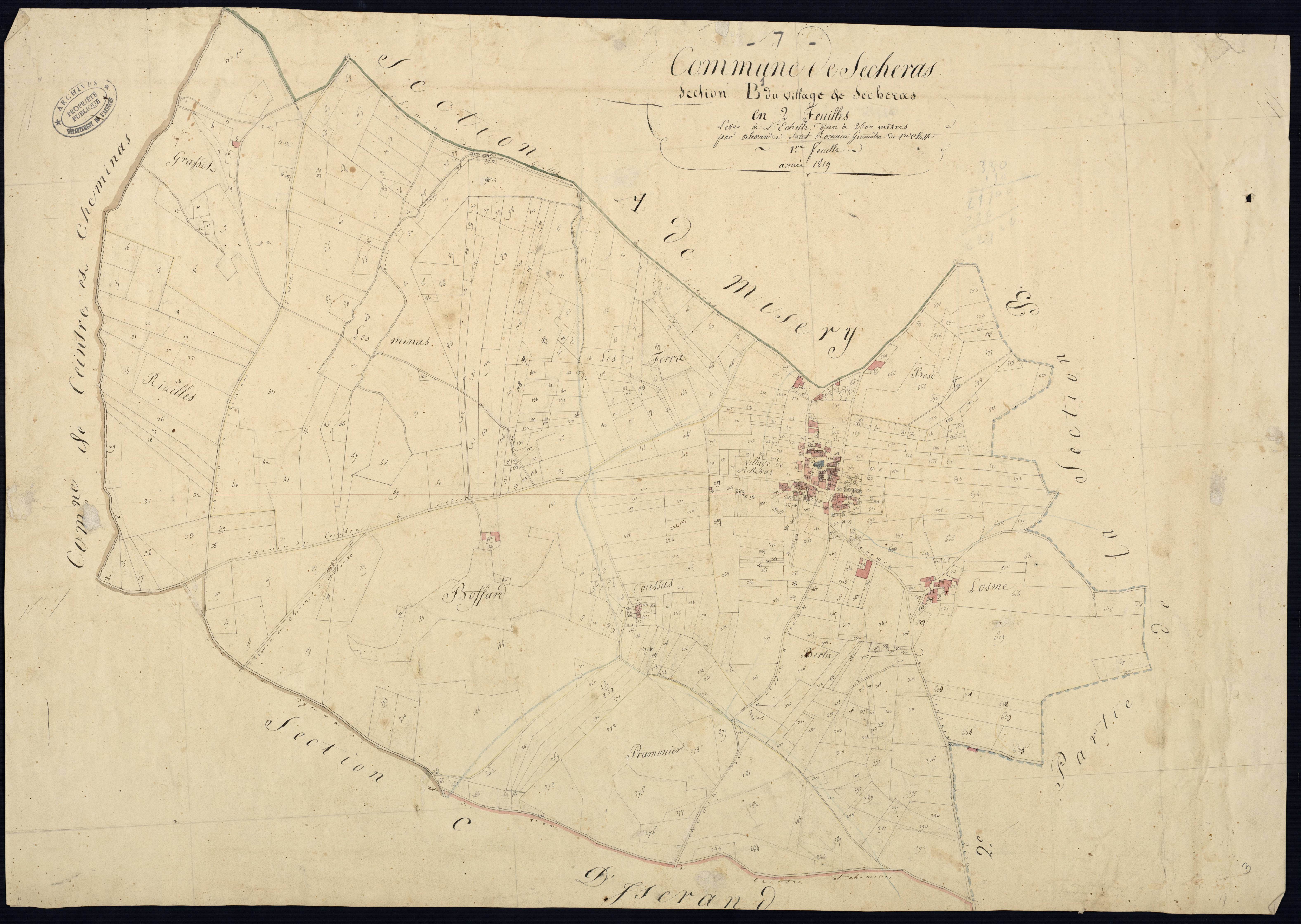 Sécheras - Section B - Feuillet 1