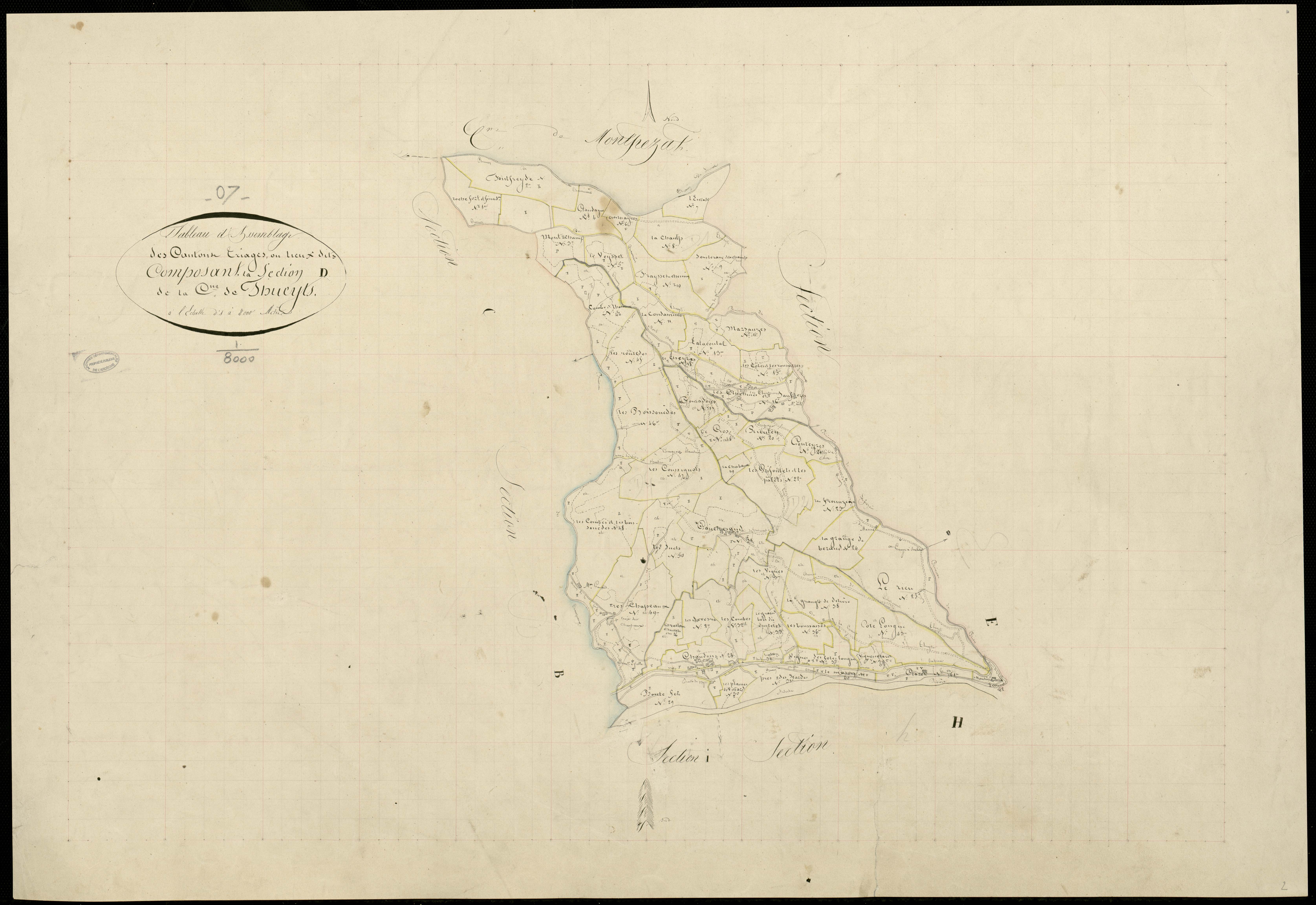 Thueyts - Tableau d'assemblage de la section D
