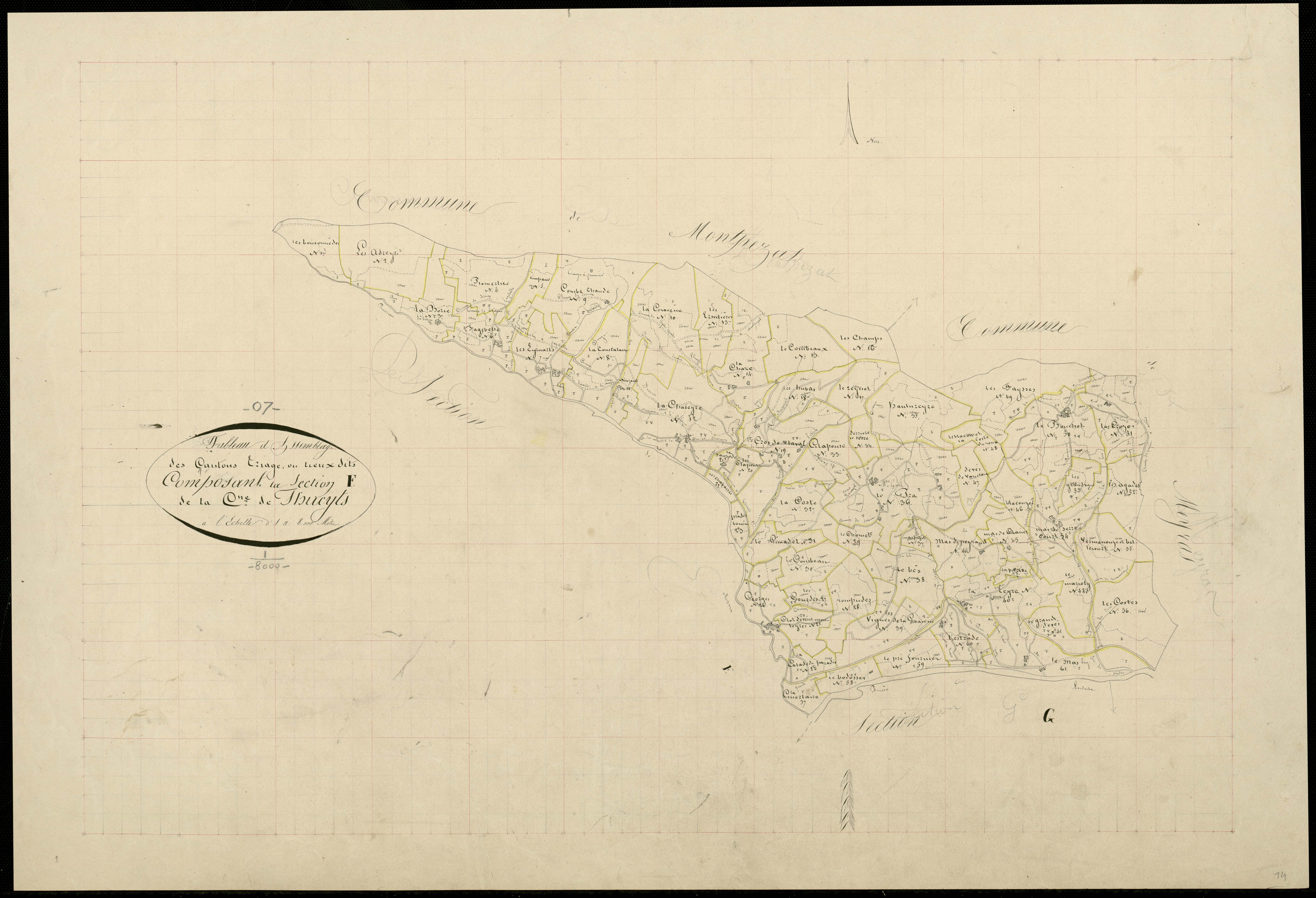 Thueyts - Tableau d'assemblage de la section F