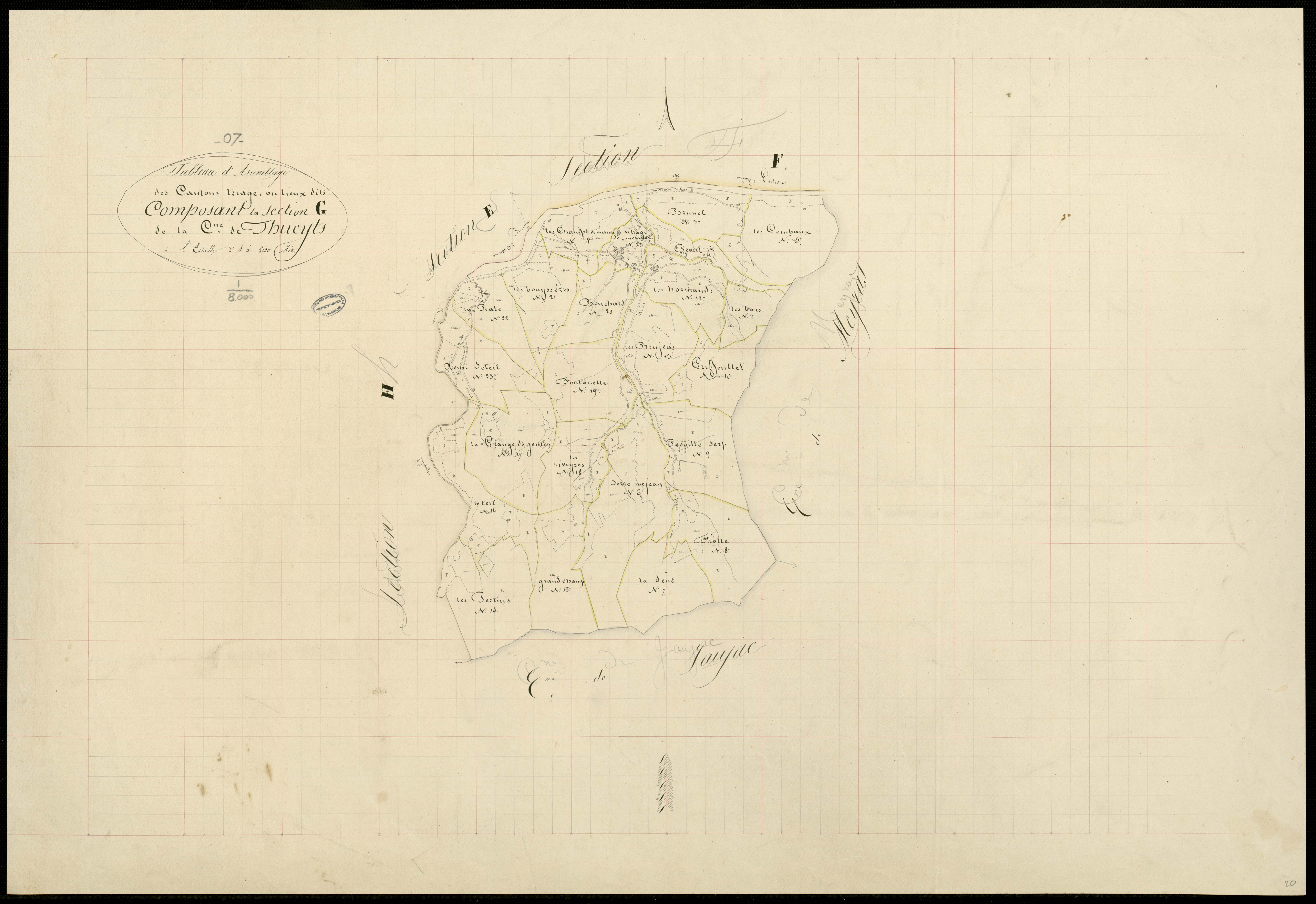Thueyts - Tableau d'assemblage de la section G