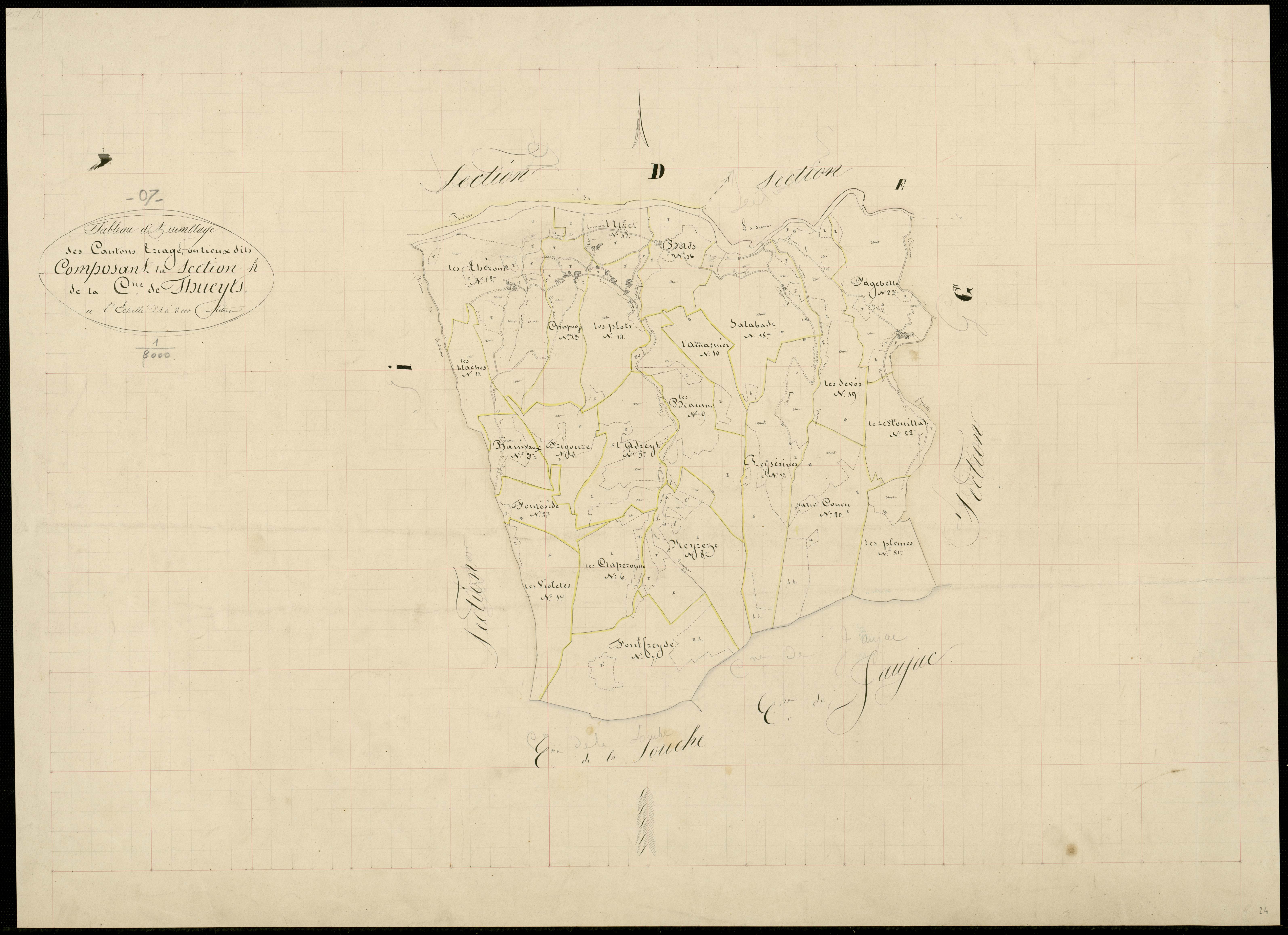 Thueyts - Tableau d'assemblage de la section H
