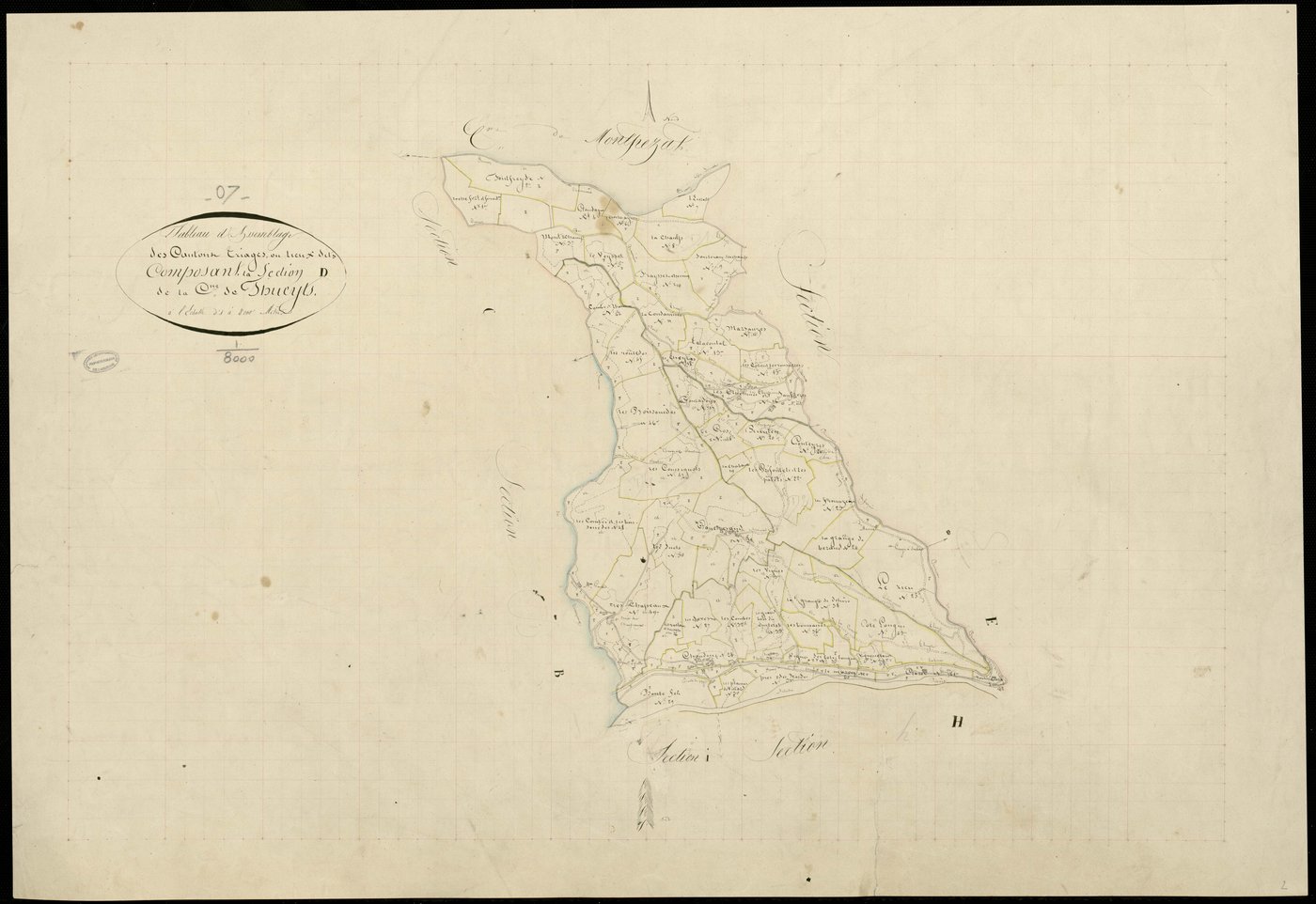 Thueyts - Tableau d'assemblage de la section D