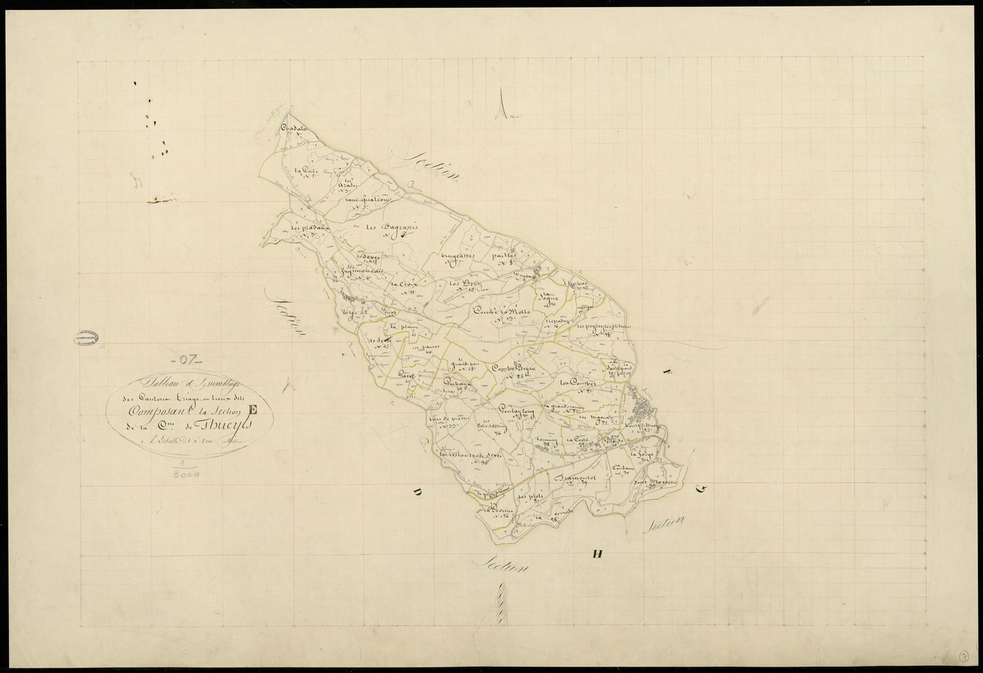 Thueyts - Tableau d'assemblage de la section E