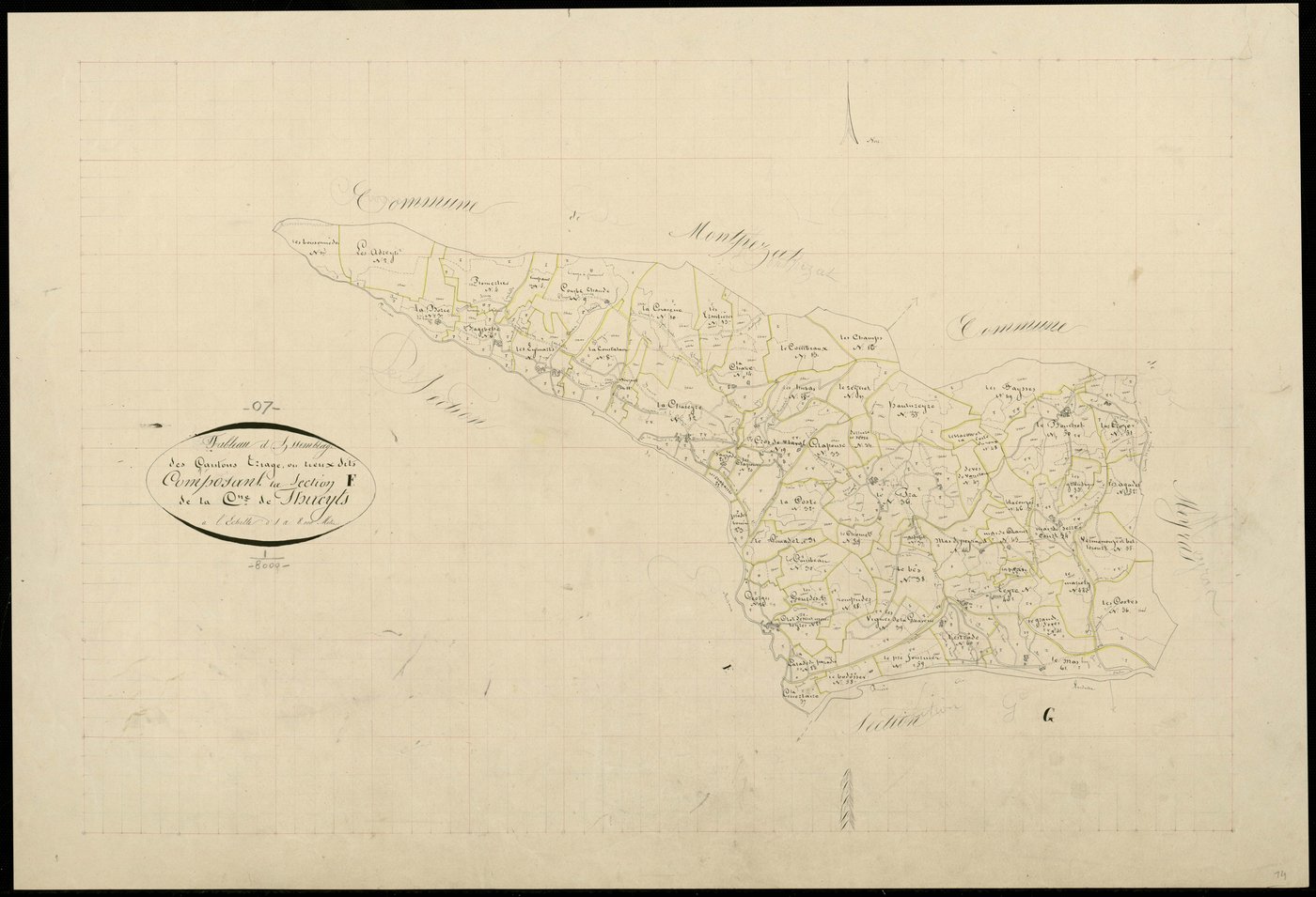 Thueyts - Tableau d'assemblage de la section F