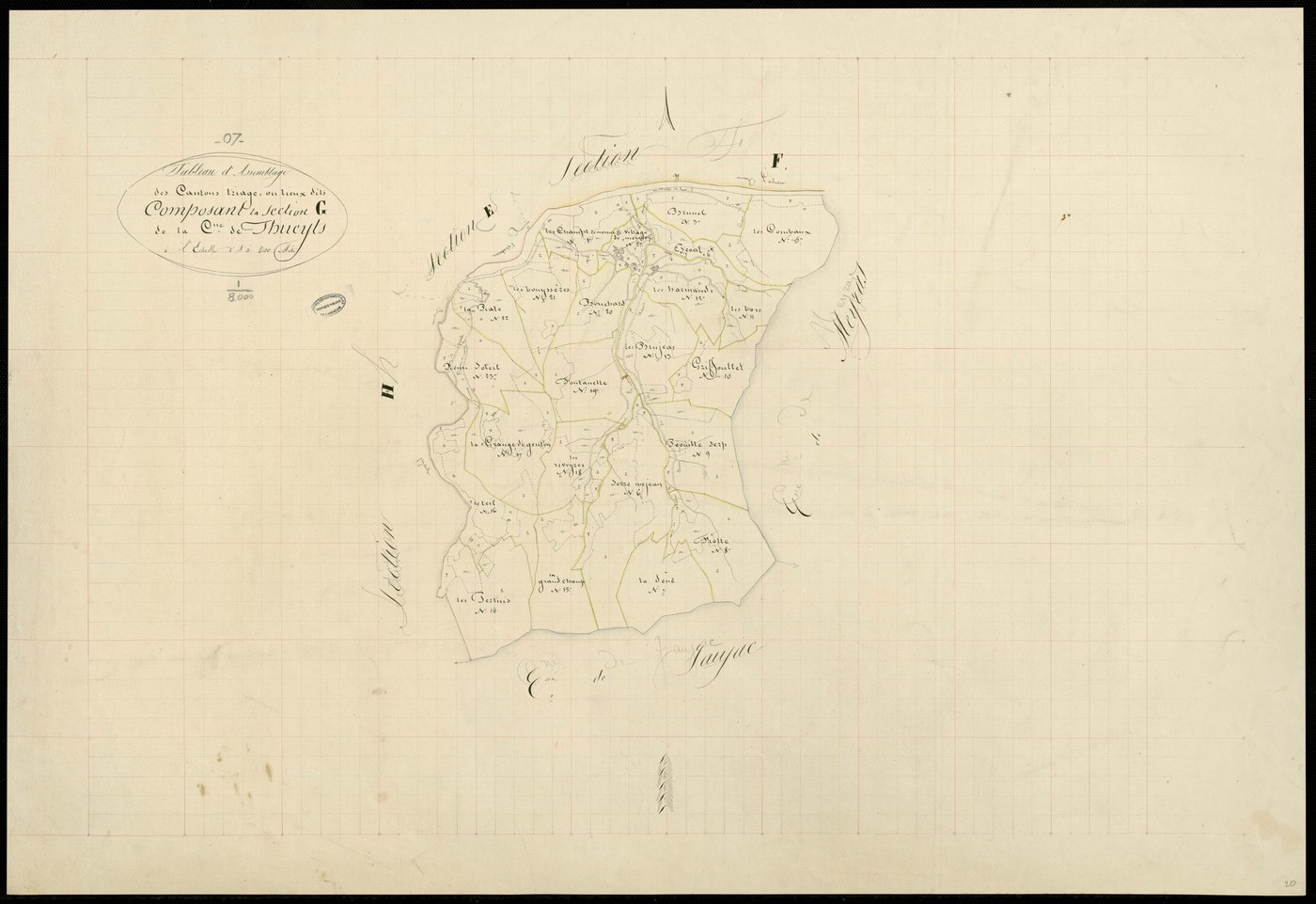 Thueyts - Tableau d'assemblage de la section G