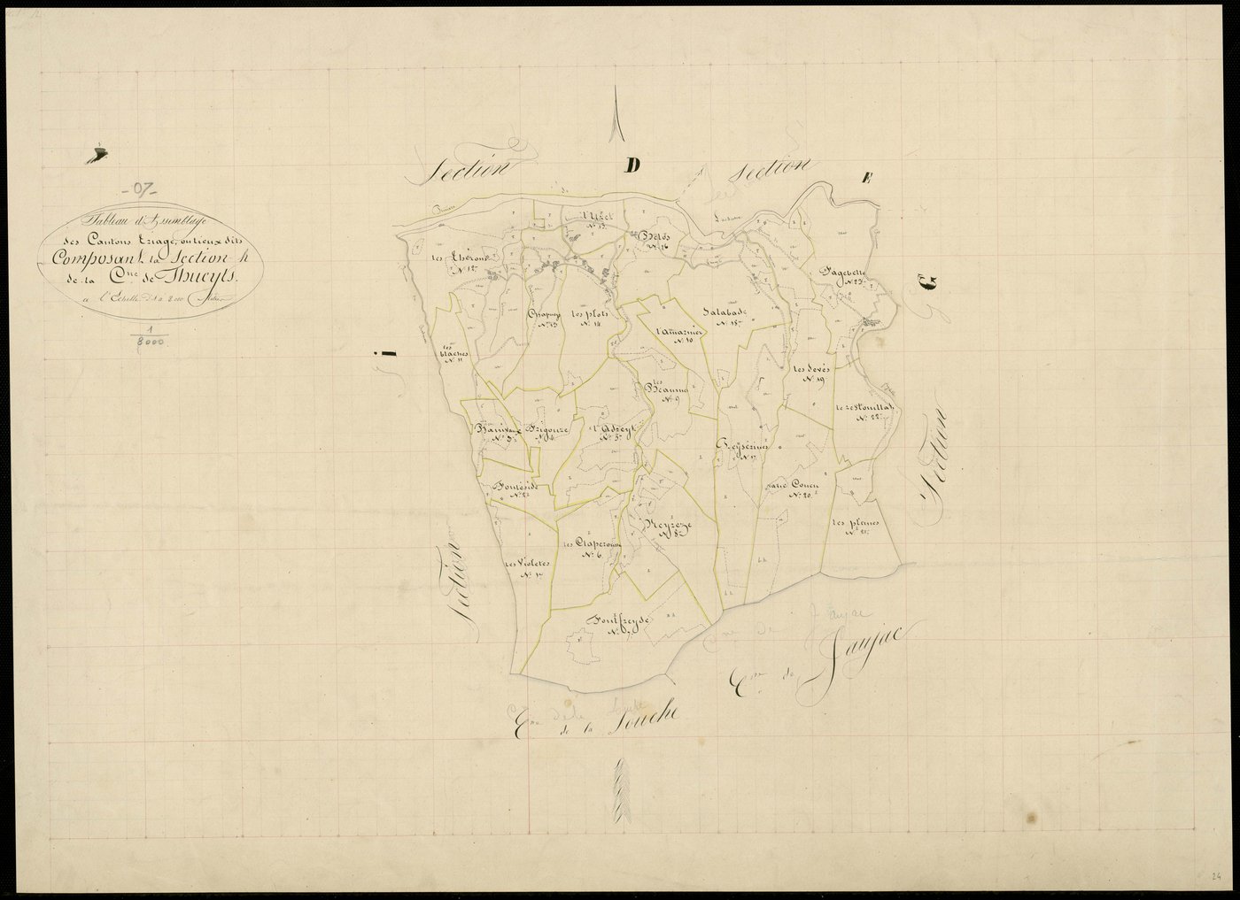 Thueyts - Tableau d'assemblage de la section H