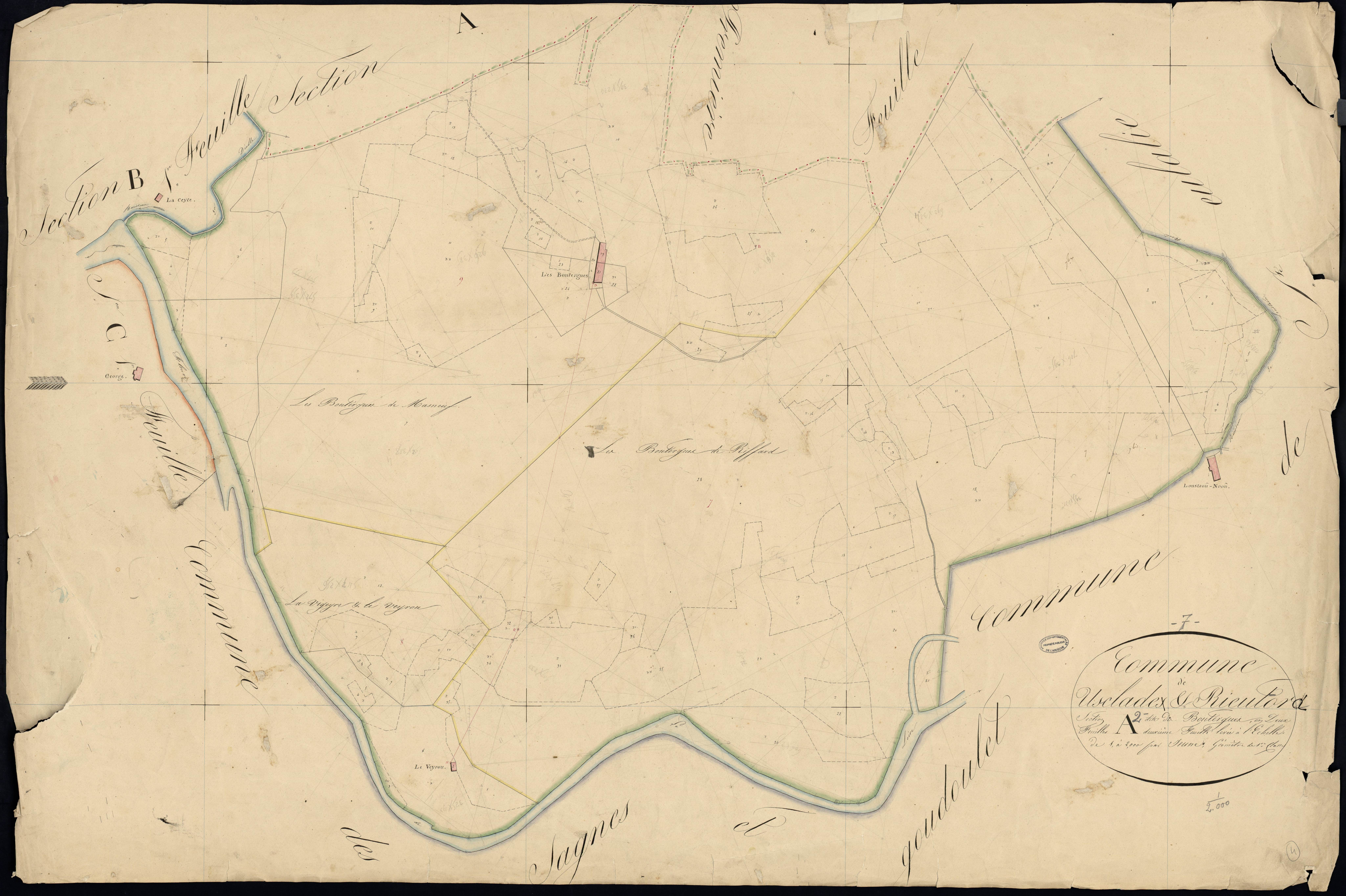 Usclades-et-Rieutord - Section A - Feuillet 2