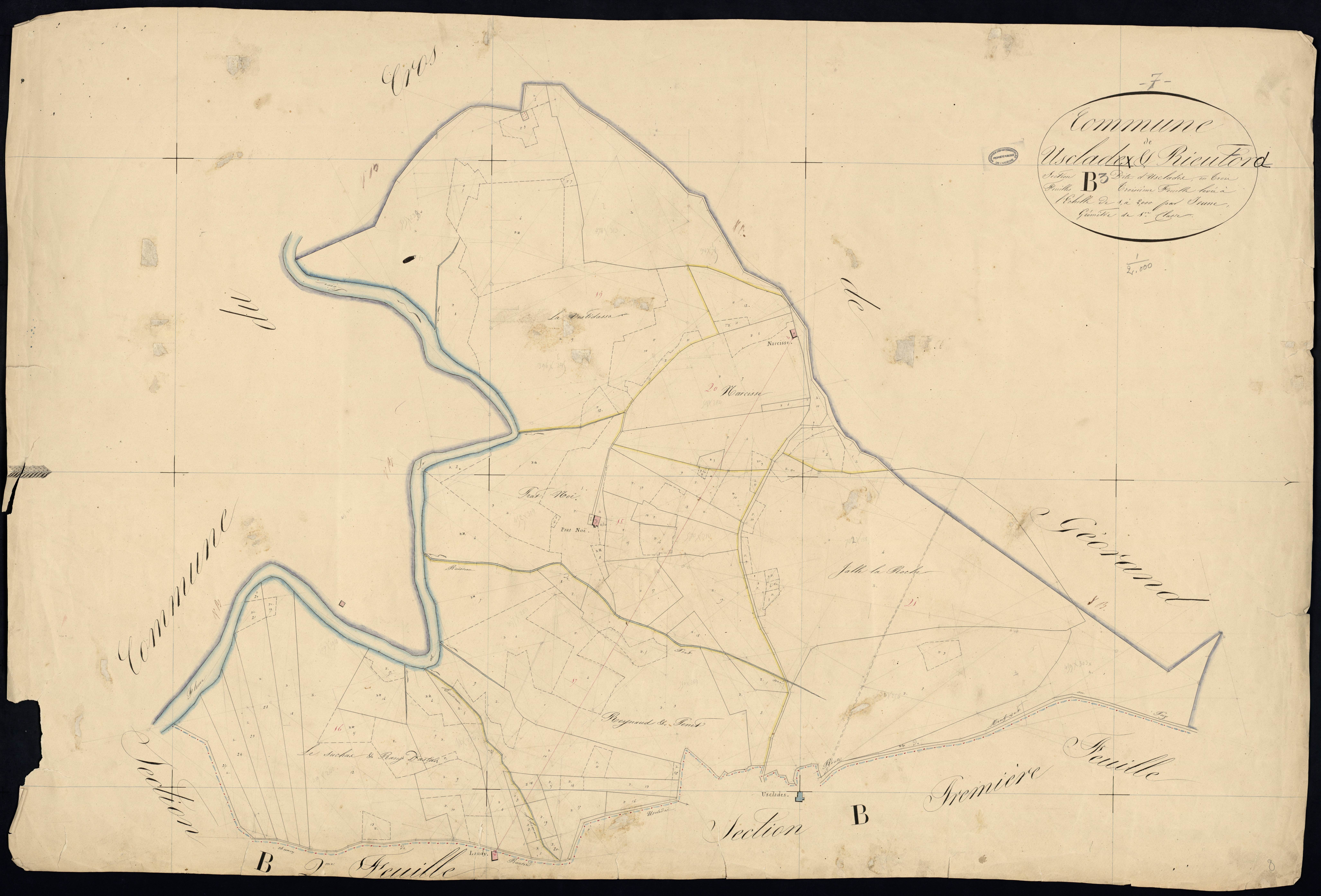 Usclades-et-Rieutord - Section B - Feuillet 3