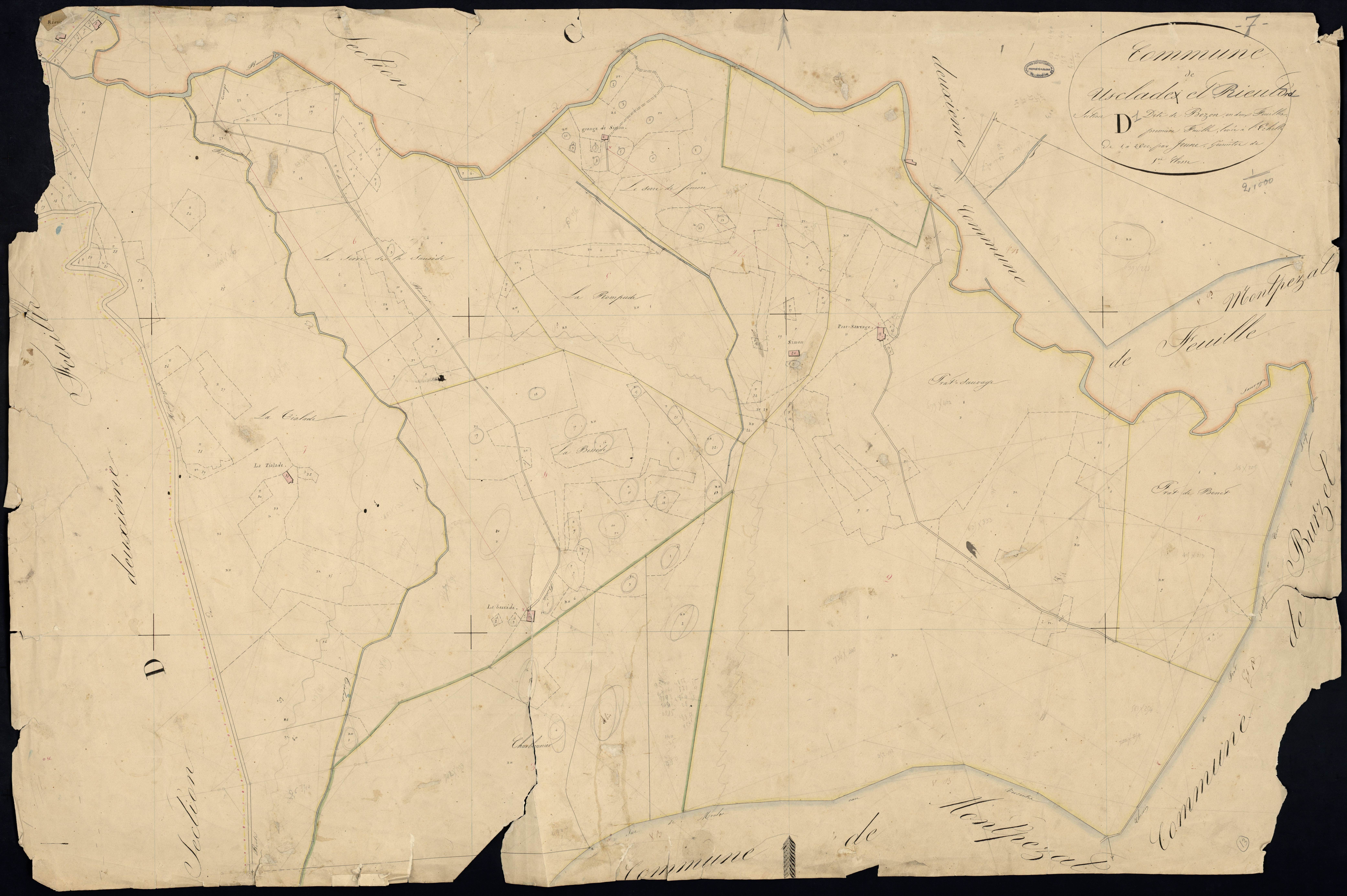 Usclades-et-Rieutord - Section D - Feuillet 1