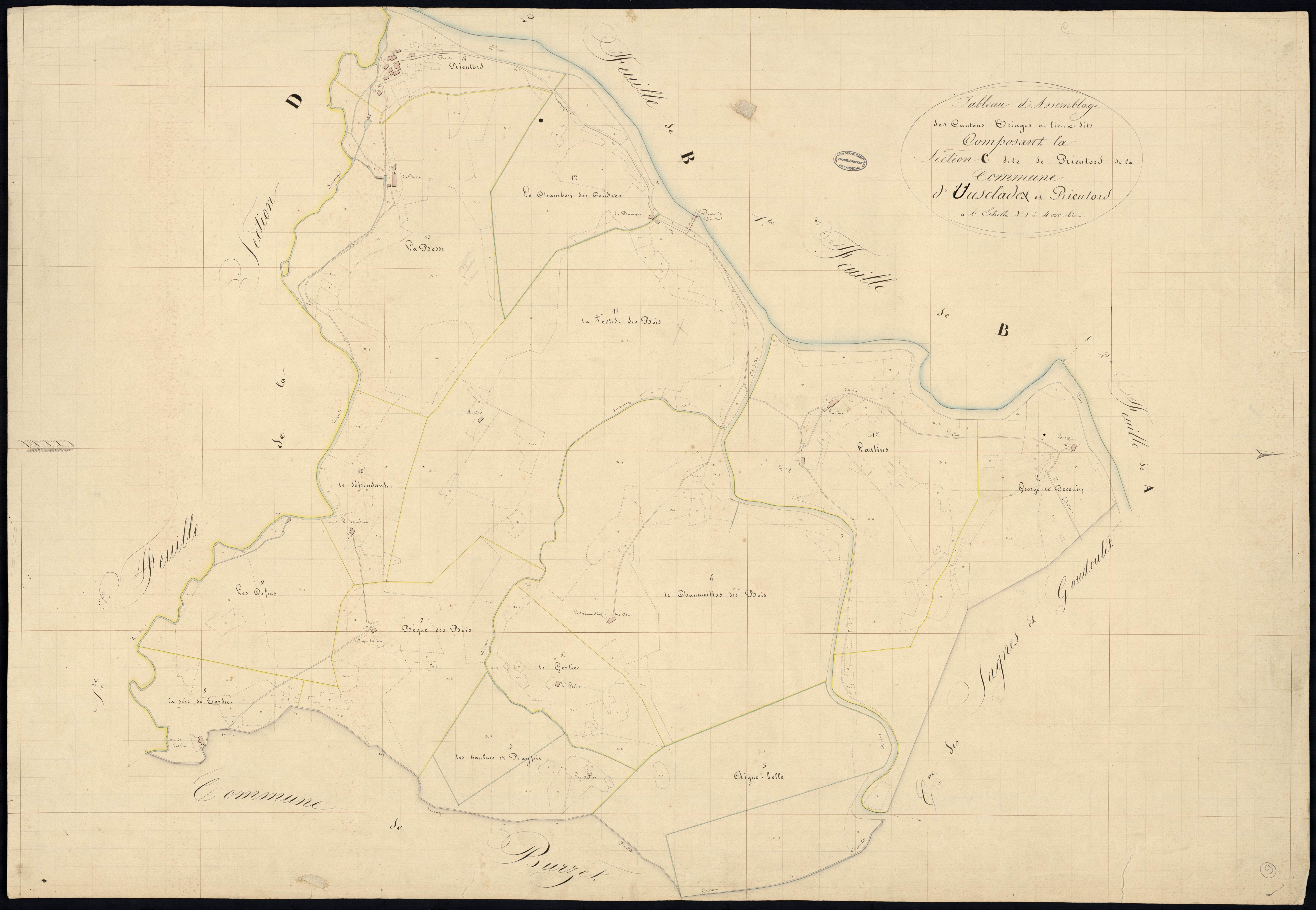 Usclades-et-Rieutord - Tableau d'assemblage de la section C