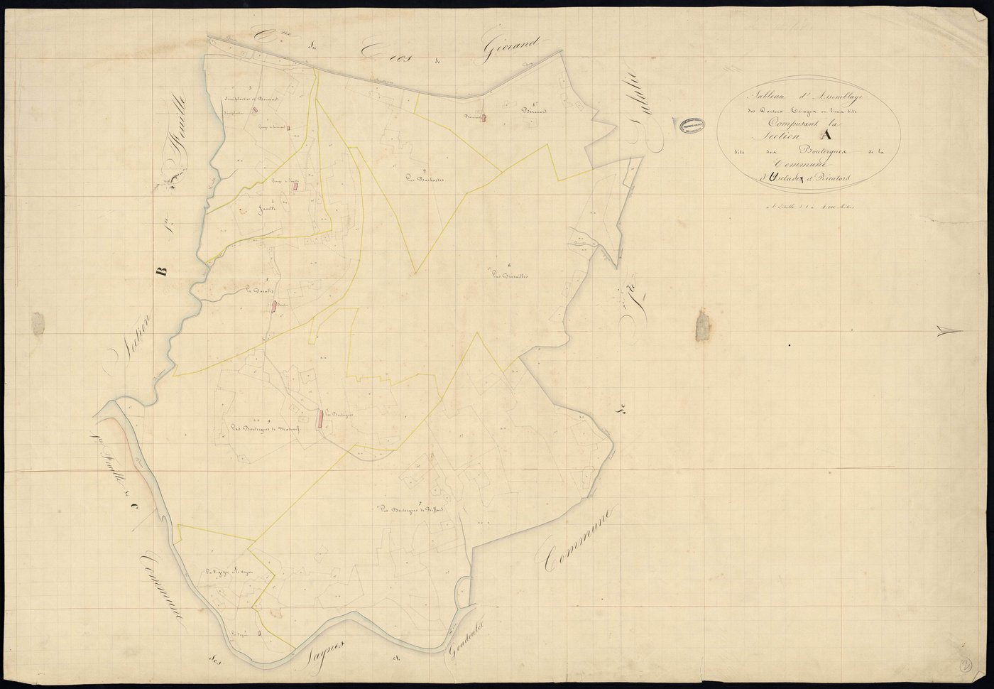 Usclades-et-Rieutord - Tableau d'assemblage de la section A