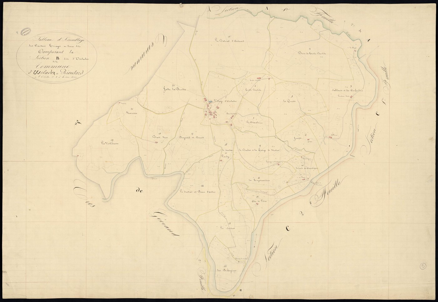 Usclades-et-Rieutord - Tableau d'assemblage de la section B