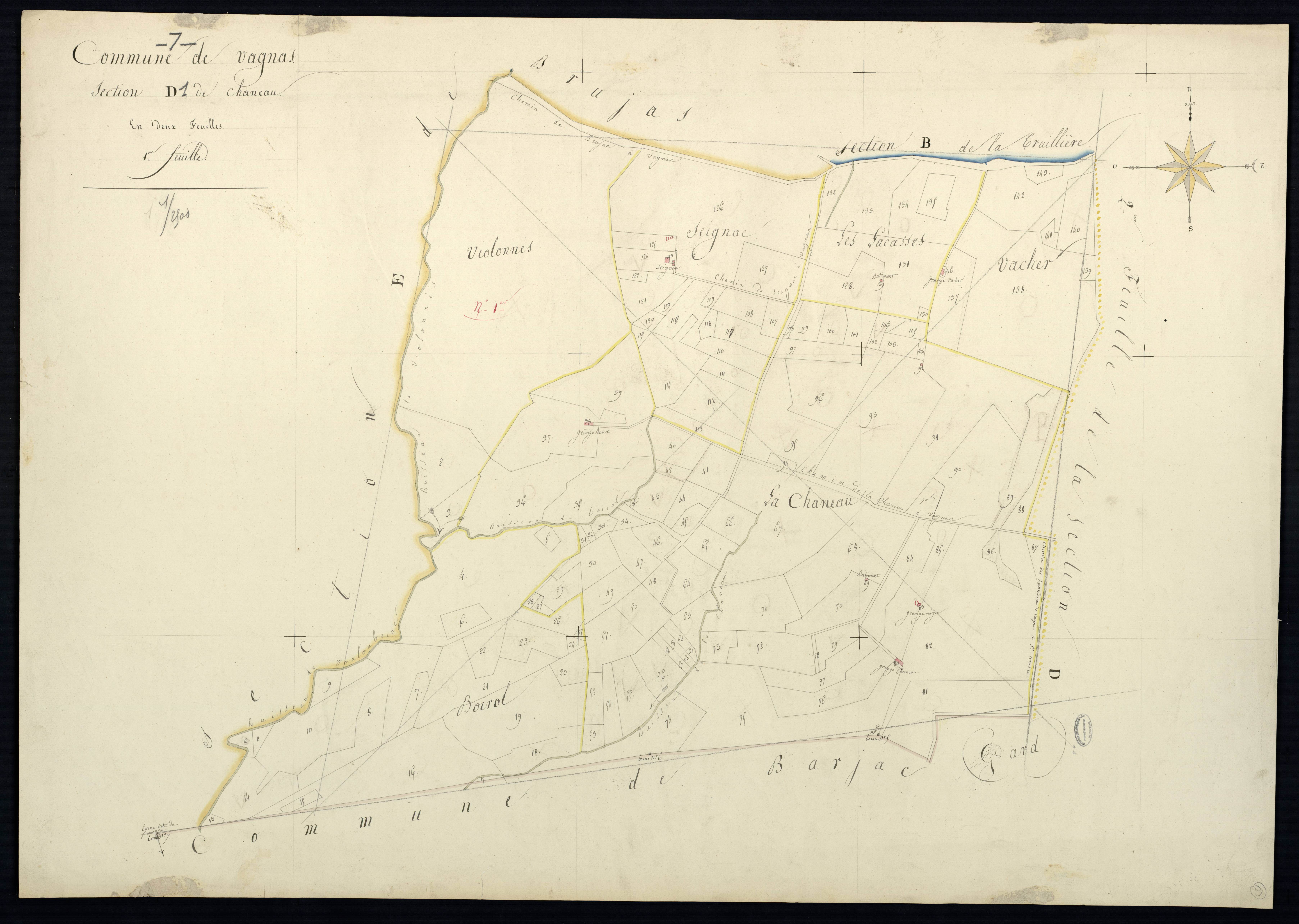 Vagnas - Section D - Feuillet 1