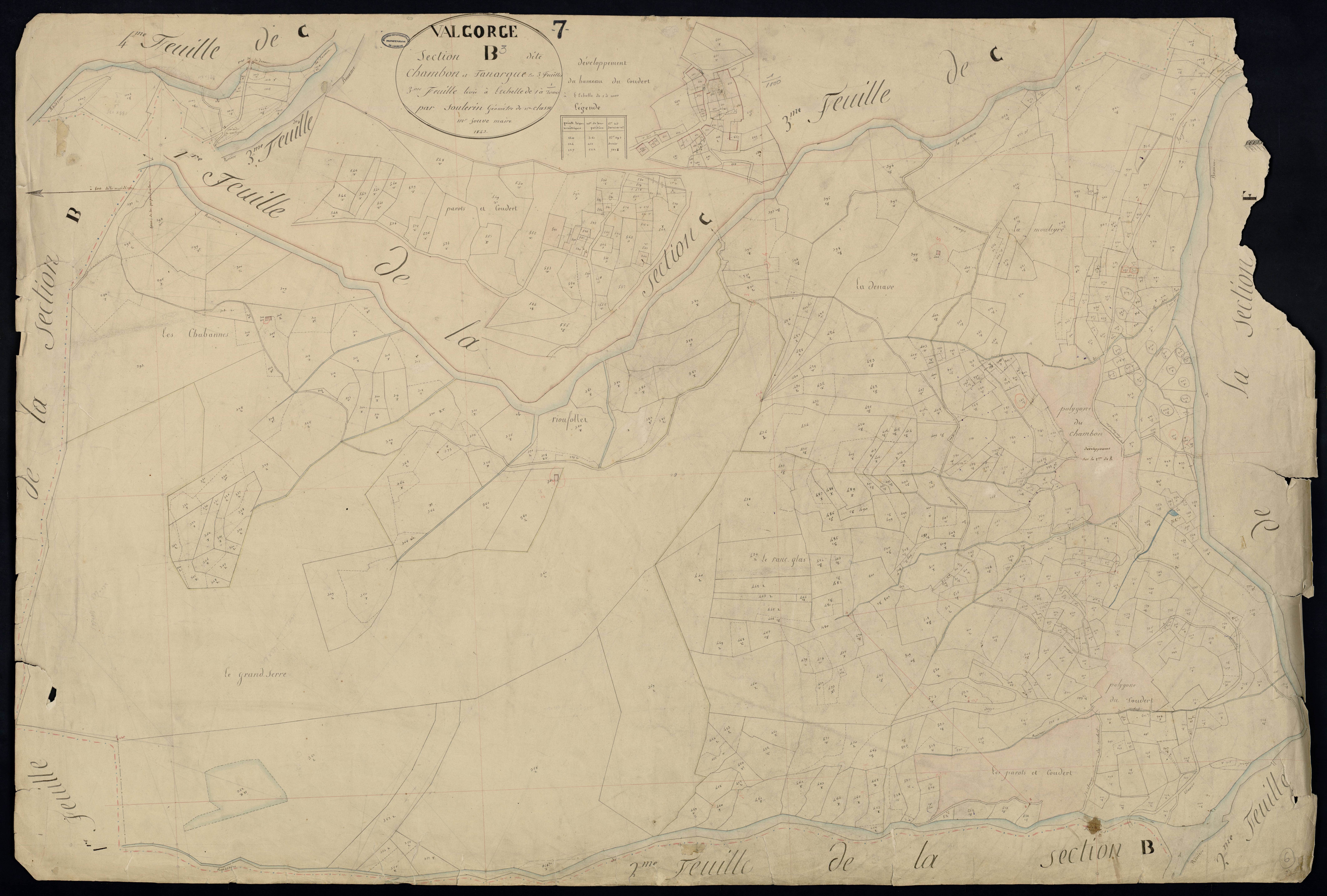 Valgorge - Section B - Feuillet 3