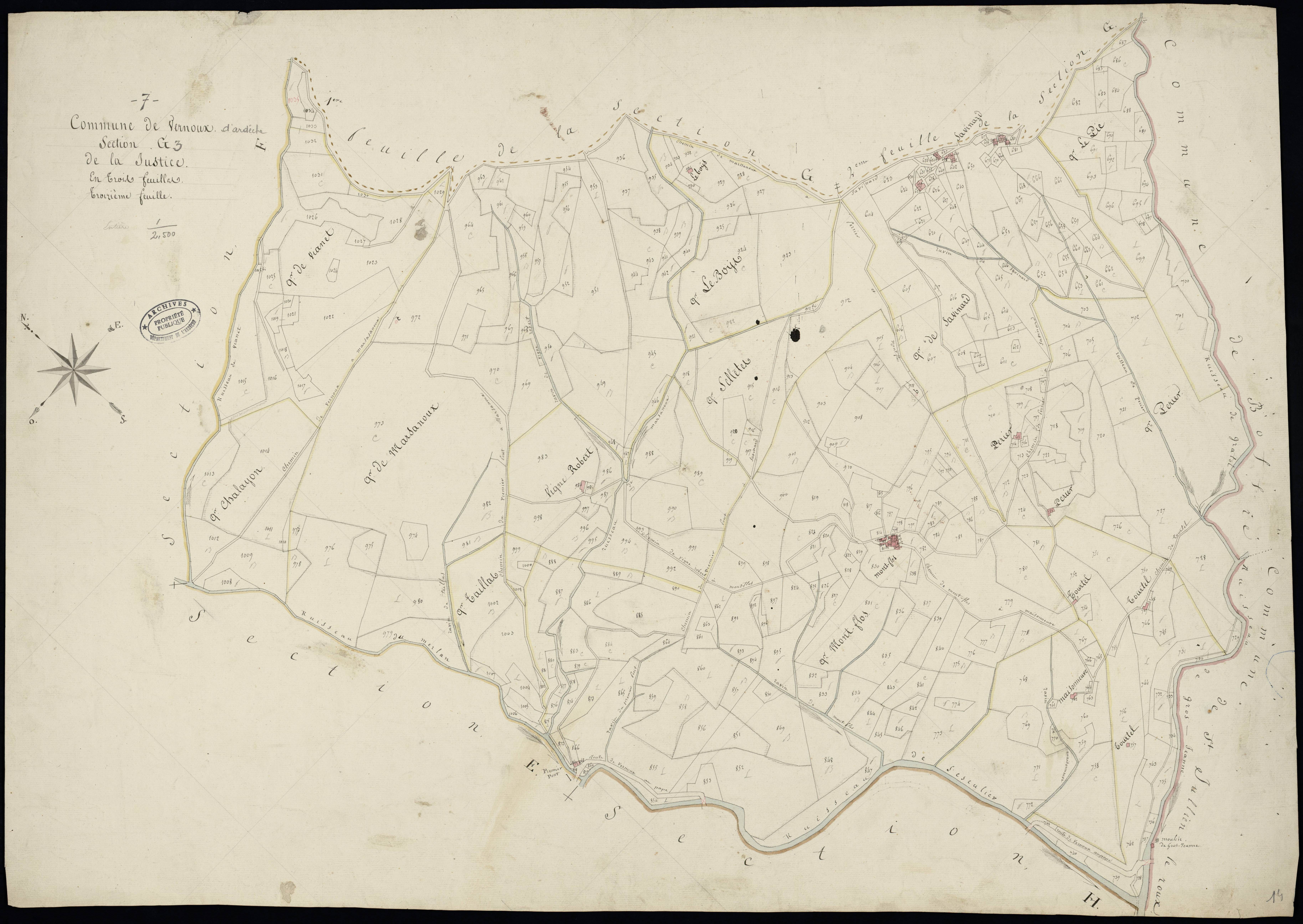 Vernoux-en-Vivarais - Section G - Feuillet 3