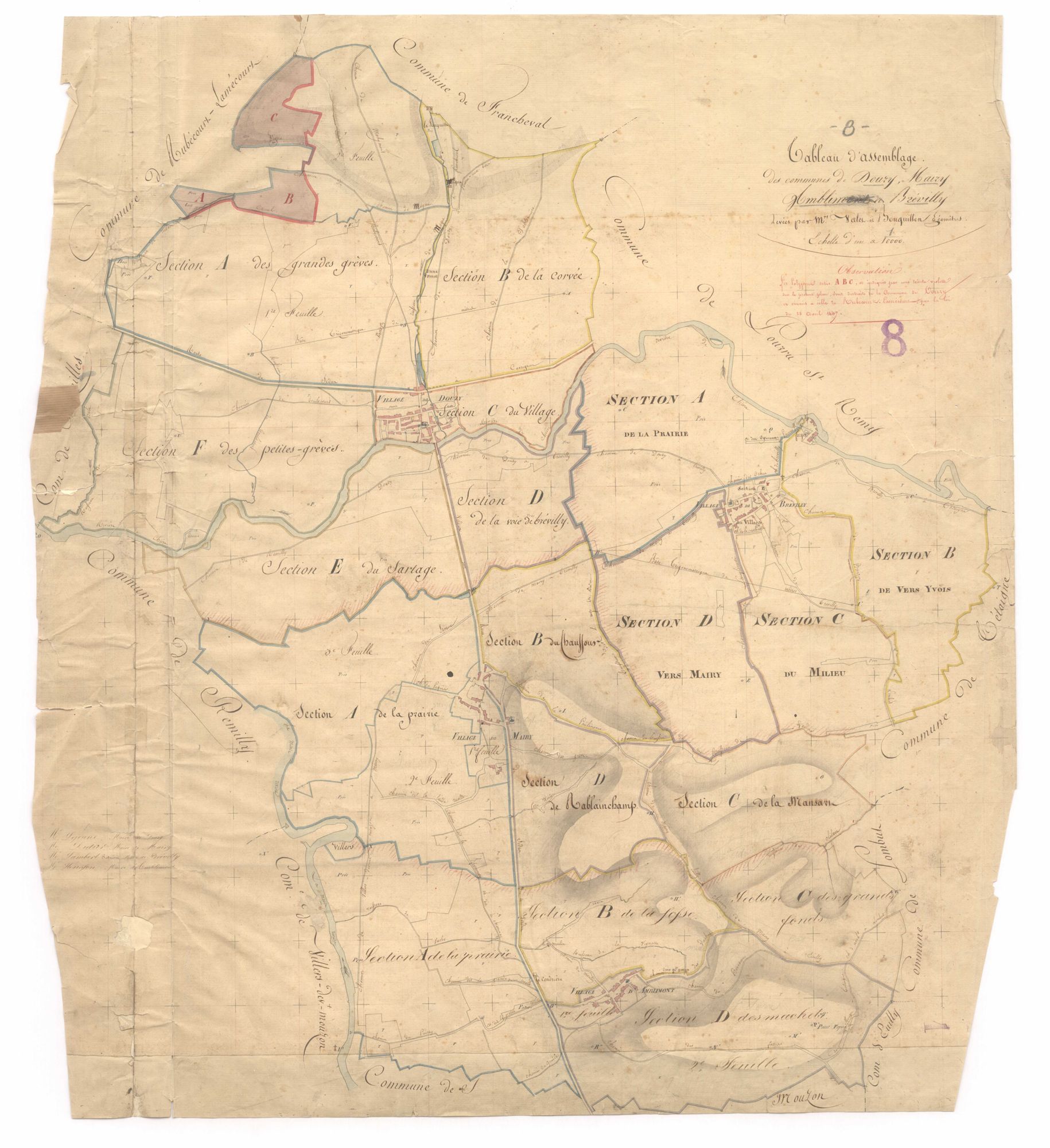 Amblimont - Tableau d'assemblage d'Amblimont, Brévilly, Douzy et Mairy