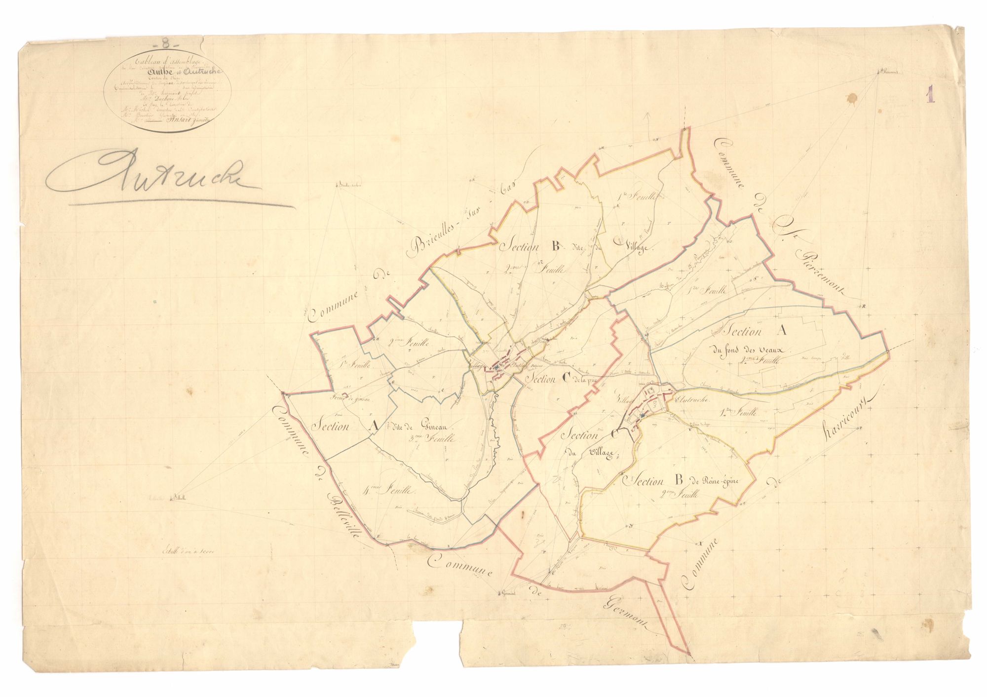 Autruche - Tableau d'assemblage d'Authe et Autruche