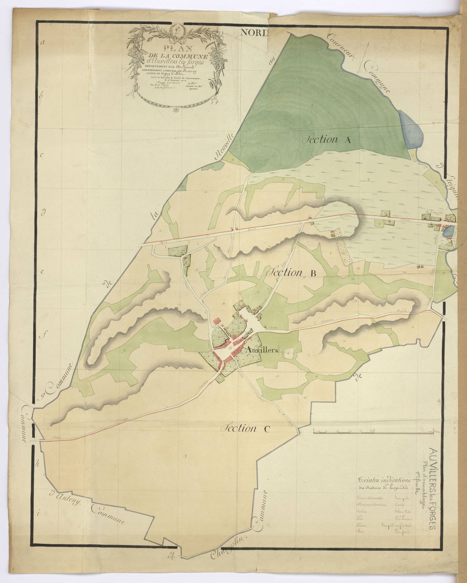 Auvillers-les-Forges - Plan de la commune