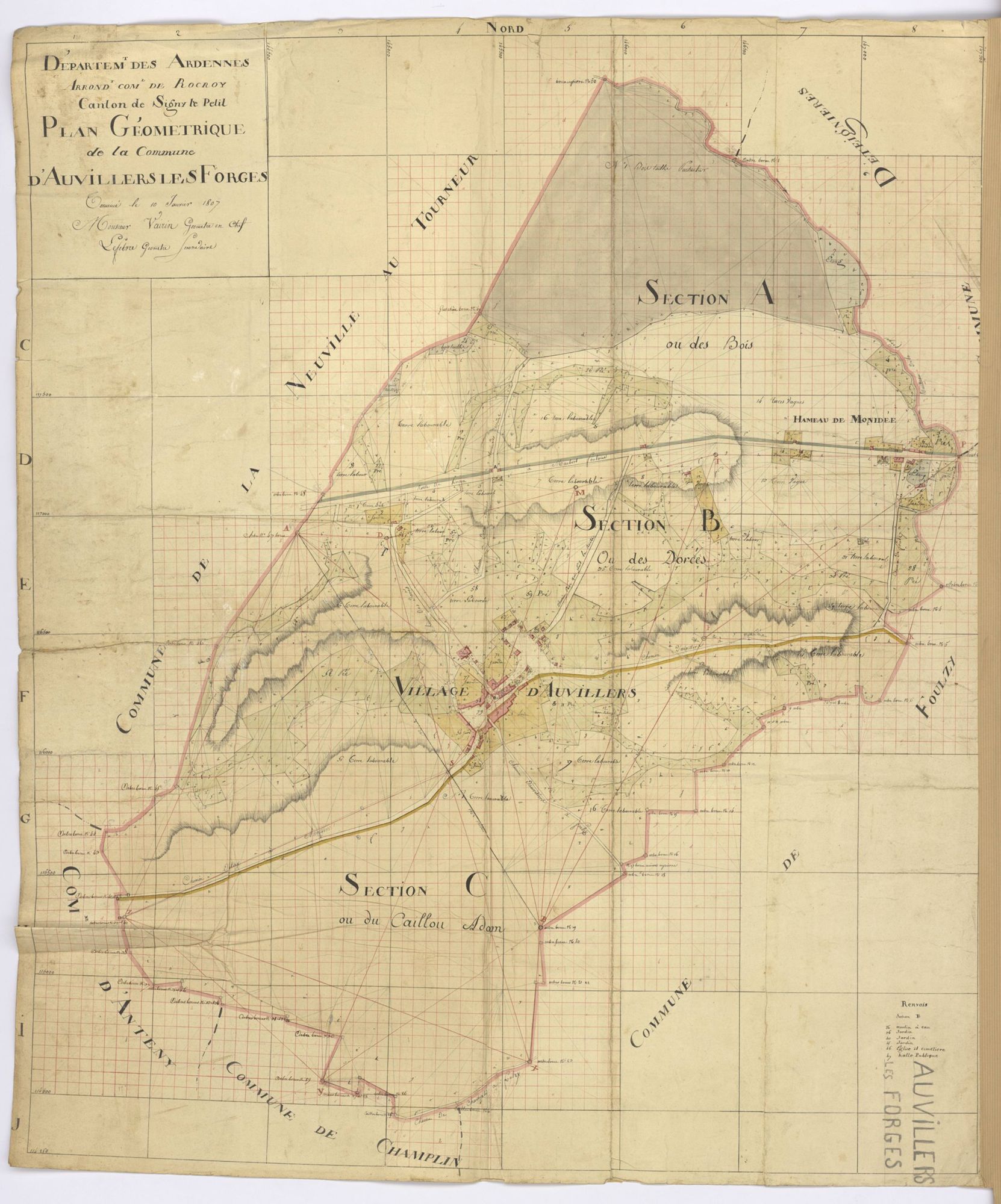 Auvillers-les-Forges - Plan géométrique de la commune