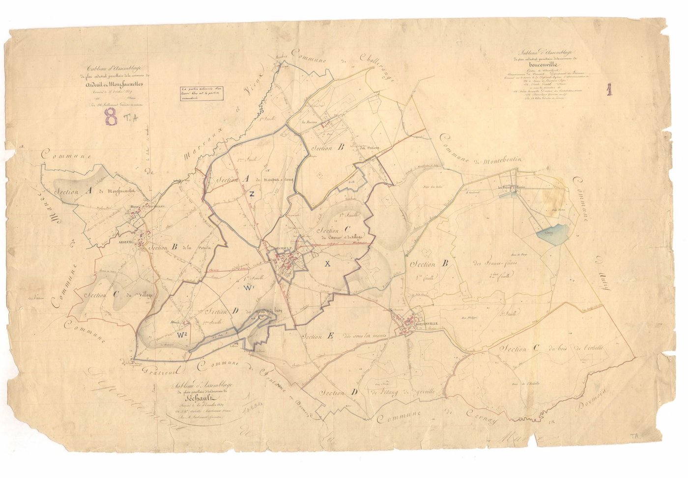 Bouconville - Tableau d'assemblage d'Ardeuil-et-Montfauxelles, Bouconville et Séchault