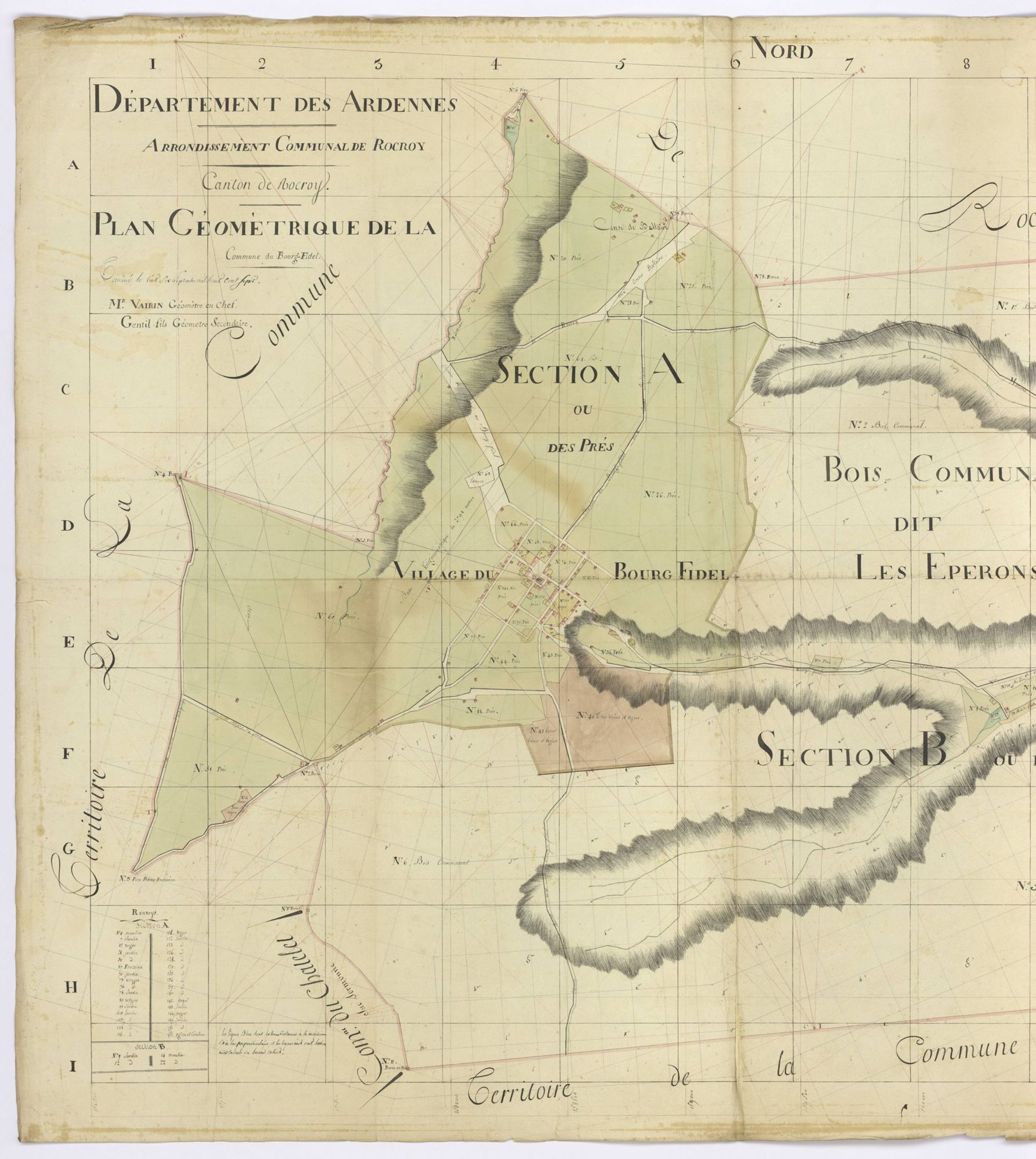 Bourg-Fidèle - Plan géométrique de la commune