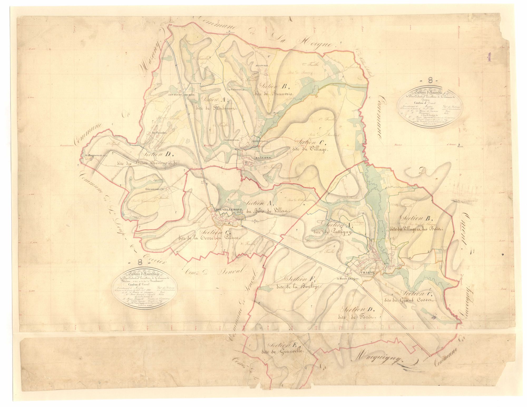 Bouvellemont - Tableau d'assemblage de Baâlons, Bouvellemont et Chagny