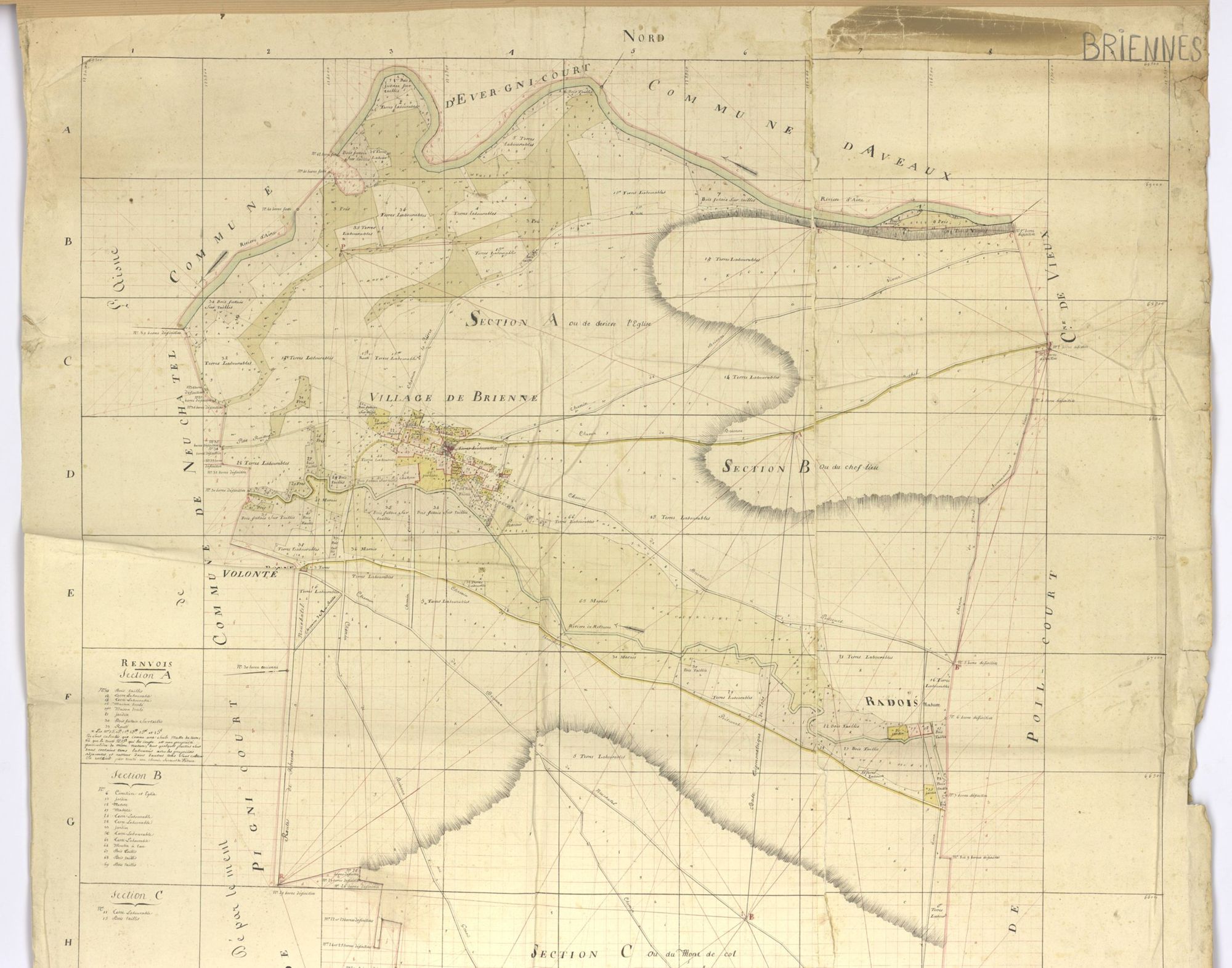 Brienne-sur-Aisne - Plan géométrique de la commune