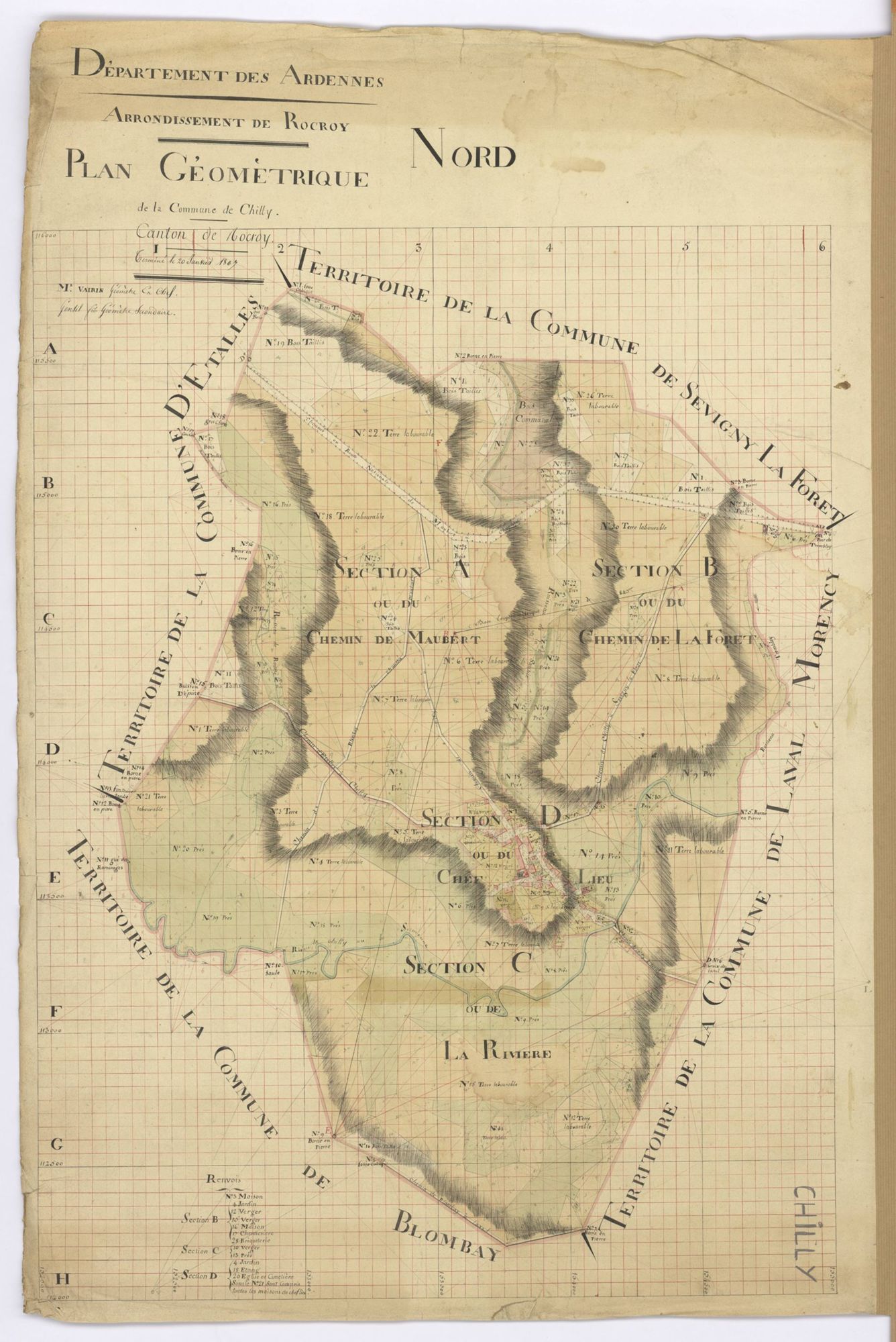 Chilly - Plan géométrique de la commune