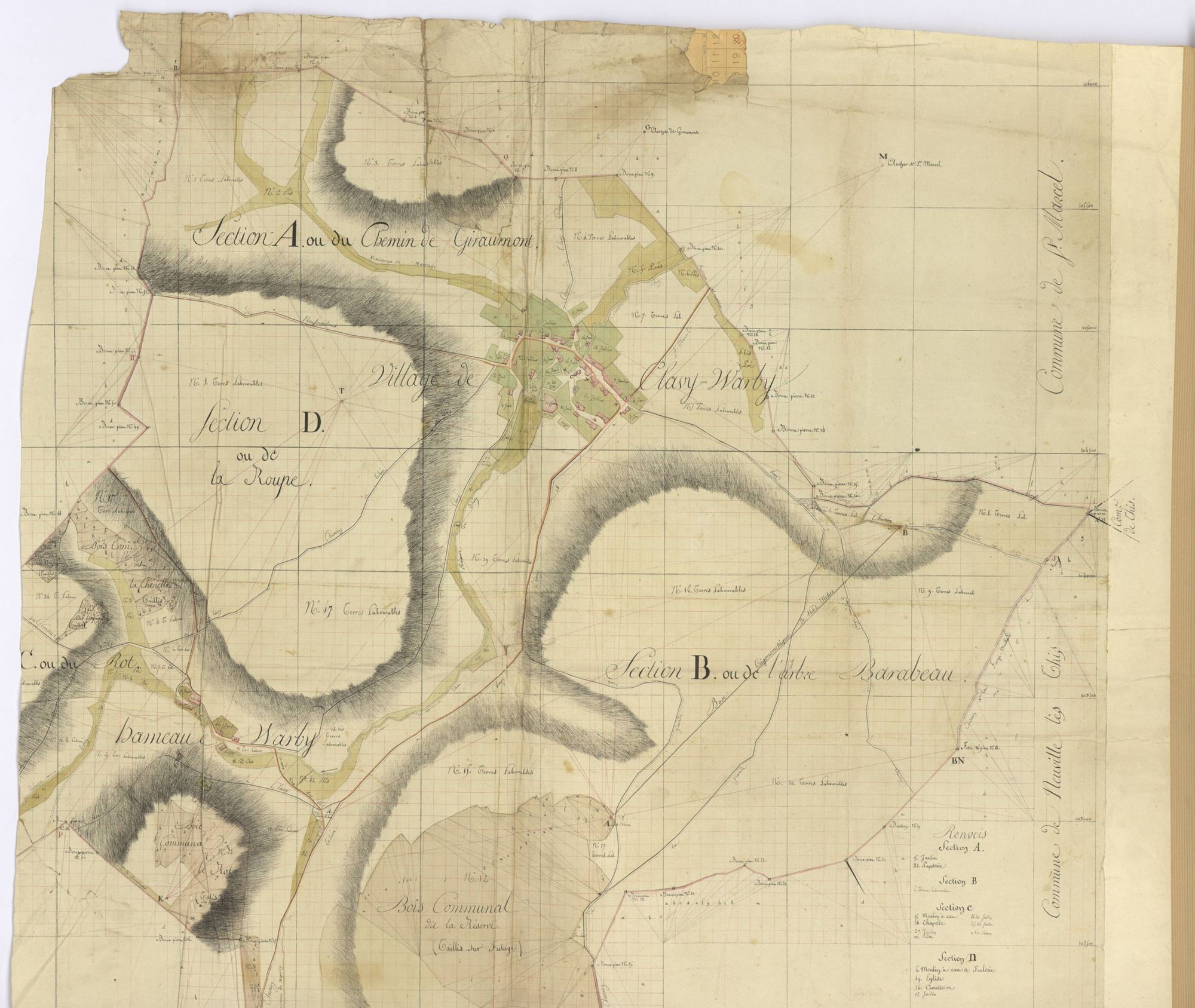 Clavy-Warby - Plan géométrique de la commune