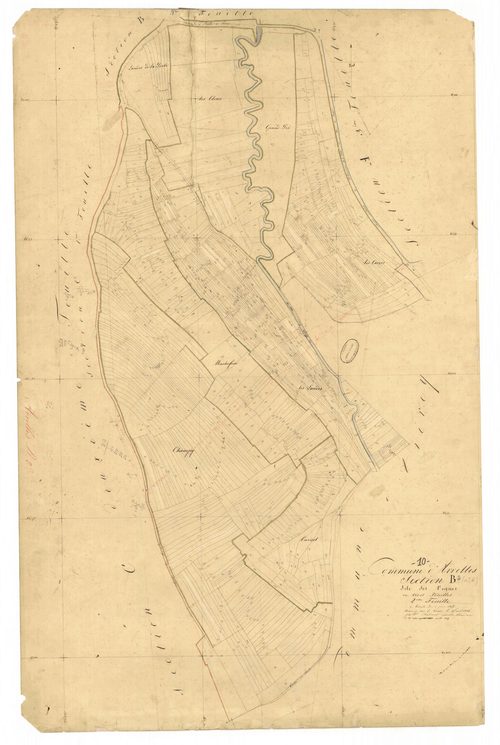 Arrelles, section B dite des vignes, feuille n° 2, parcelles n°1080-1825