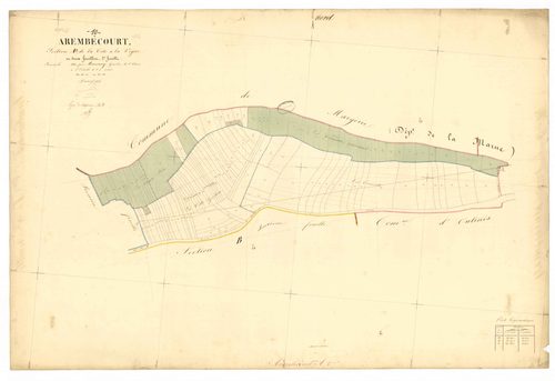 Arrembécourt, section A dite côte à la vigne, feuille n° 2, parcelles n°461-584