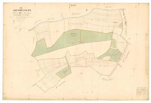 Arrembécourt, section B dite d'Haricourt, feuille n° 2, parcelles n°245-430