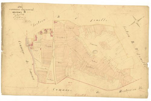 Arsonval, section B du village, feuille n° 3, parcelles n°600-969