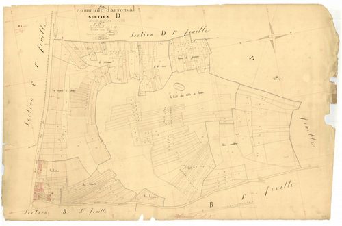 Arsonval, section D dite des gézivaux, feuille n° 3, parcelles n°497-758