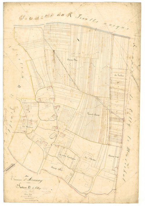 Assenay, section B dite du village, feuille n° 1, parcelles n°1-408