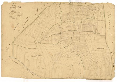 Avirey-Lingey, section D dite des chialots, feuille n° 3, parcelles n°1056-1794