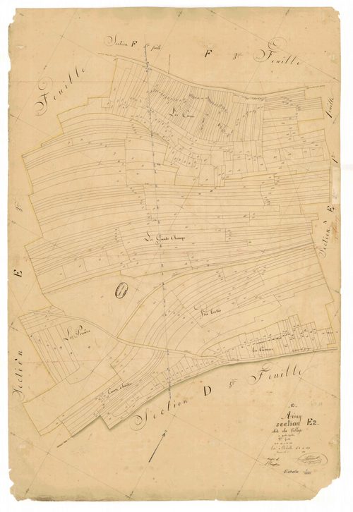 Avirey-Lingey, section E dite du village, feuille n° 2, parcelles n°1058-1428