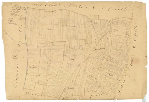 Avirey-Lingey, section F dite de Lingey, feuille n° 3, parcelles n°1003-1595