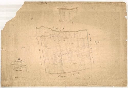 Buchères, section A dite du hameau de Courgerennes et tableau d'assemblage Courgerennes