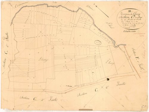 Chamoy, section C dite du village, feuille n° 5, parcelles n° 1100-1232
