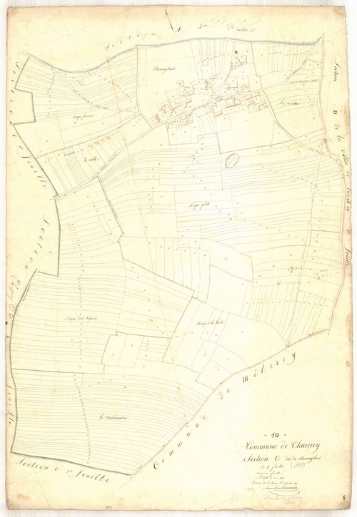 Chaserey, section C dite de Chaserey-haut, feuille n° 2, parcelles n° 254-608