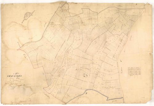 Chavanges, section E dite de courat, feuille n° 2, parcelles n°262-833