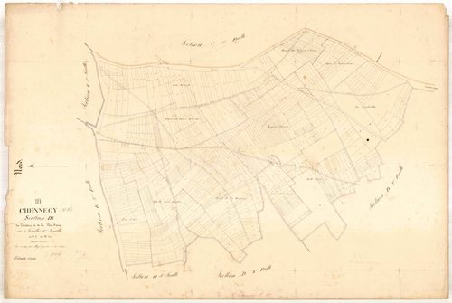 Chennegy, section D dite les essertons de la voie d'Aix, feuille n° 1, parcelles n°1-499
