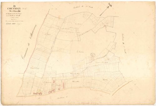Chennegy, section D dite les essertons de la voie d'Aix, feuille n° 2, parcelles n°500-838