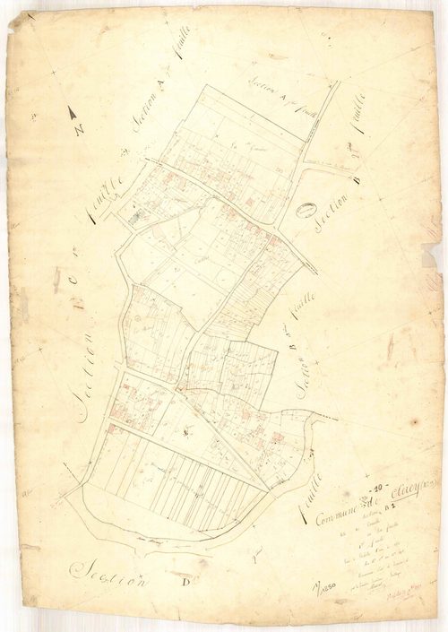 Clérey, section B dite de Courcelle, feuille n° 1, parcelles n°1-380