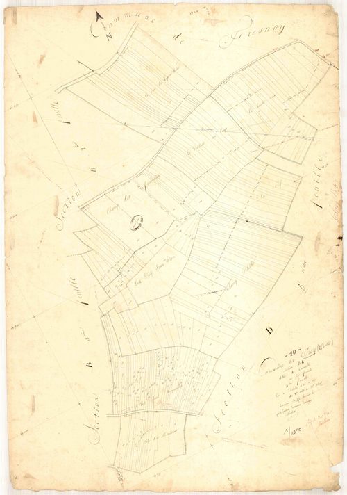 Clérey, section B dite de Courcelle, feuille n° 4, parcelles n°1162-1410