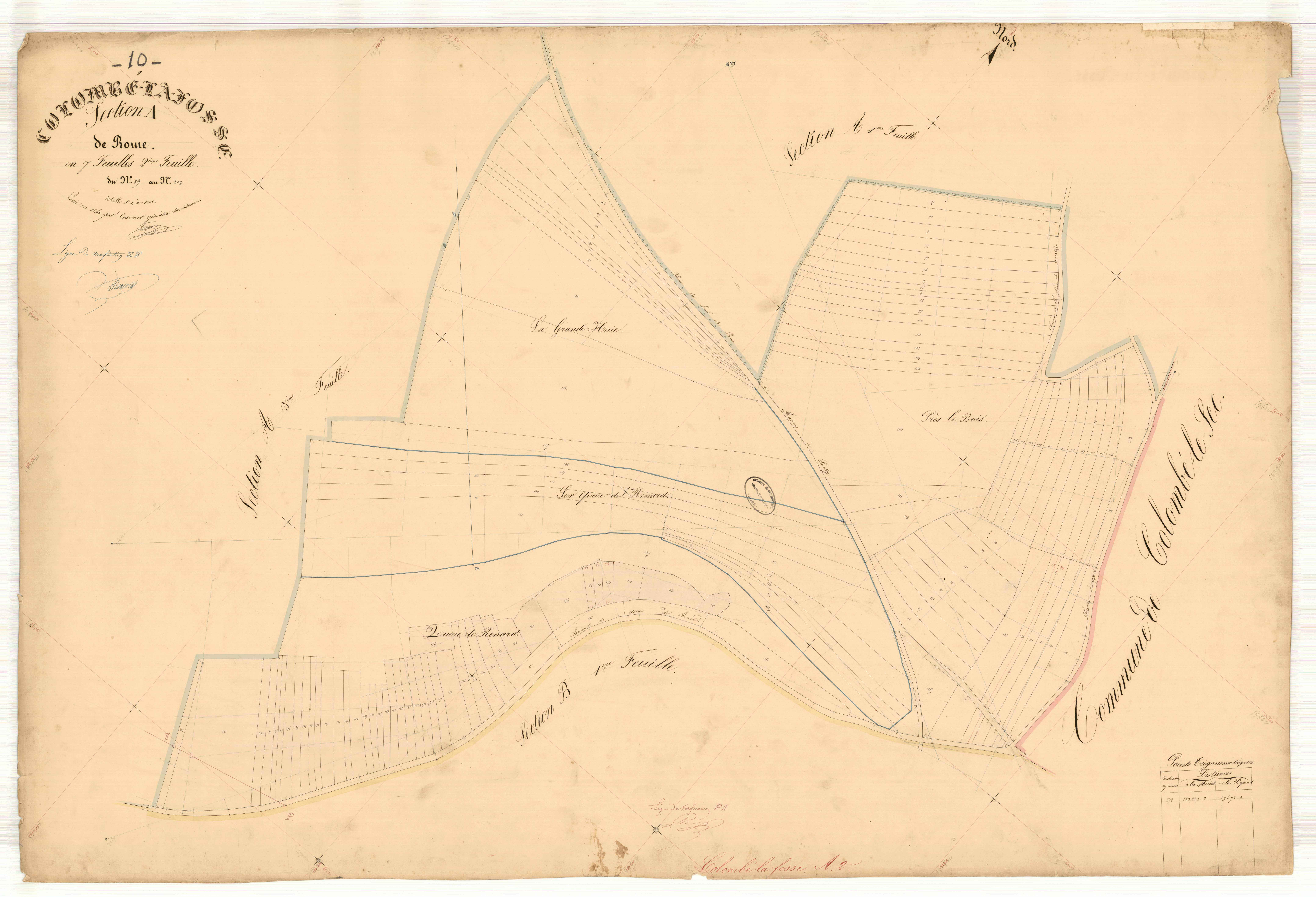 Colombé-la-Fosse, section A dite de Rome, feuille n° 2, parcelles n°89-202