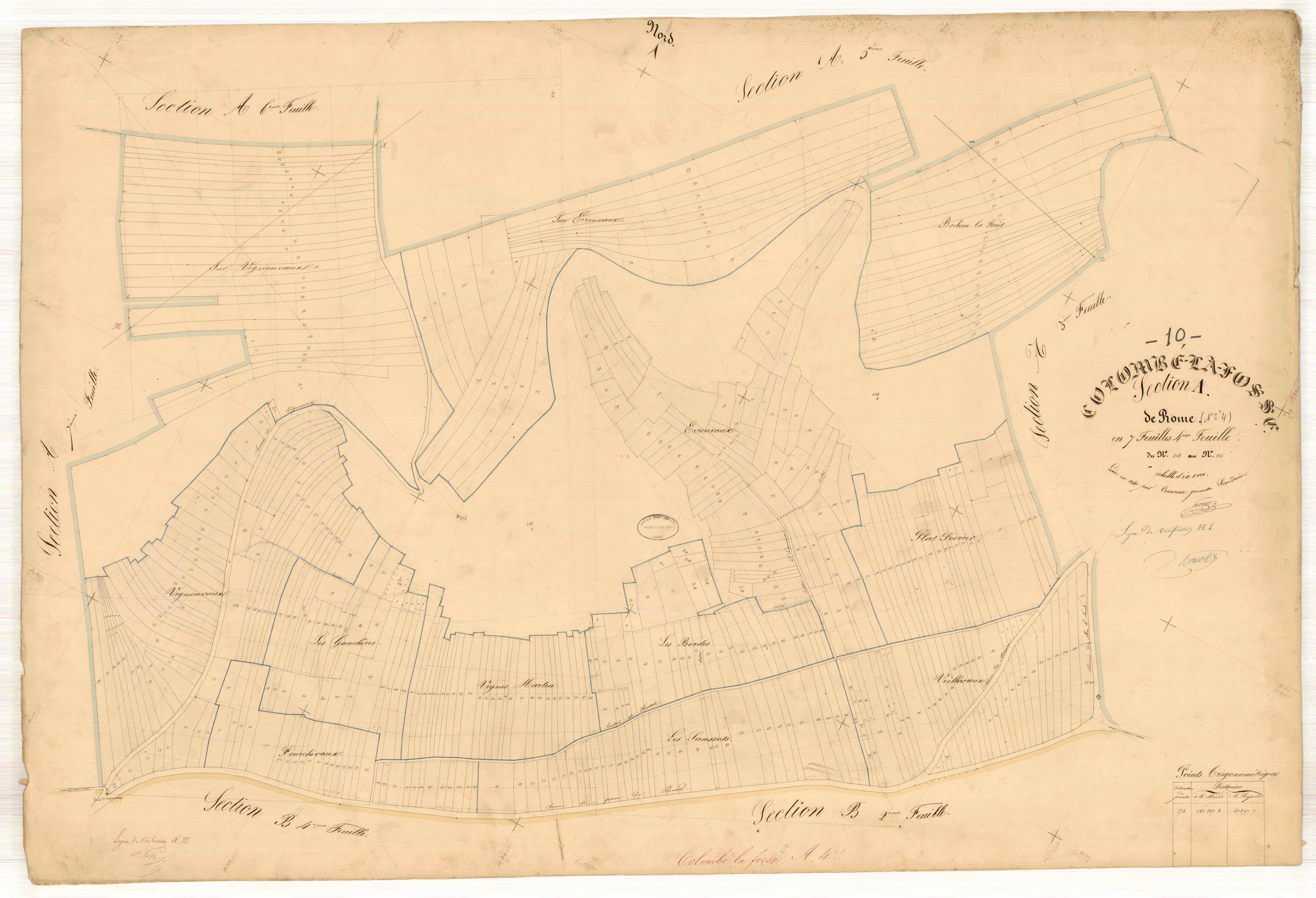 Colombé-la-Fosse, section A dite de Rome, feuille n° 4, parcelles n°406-826