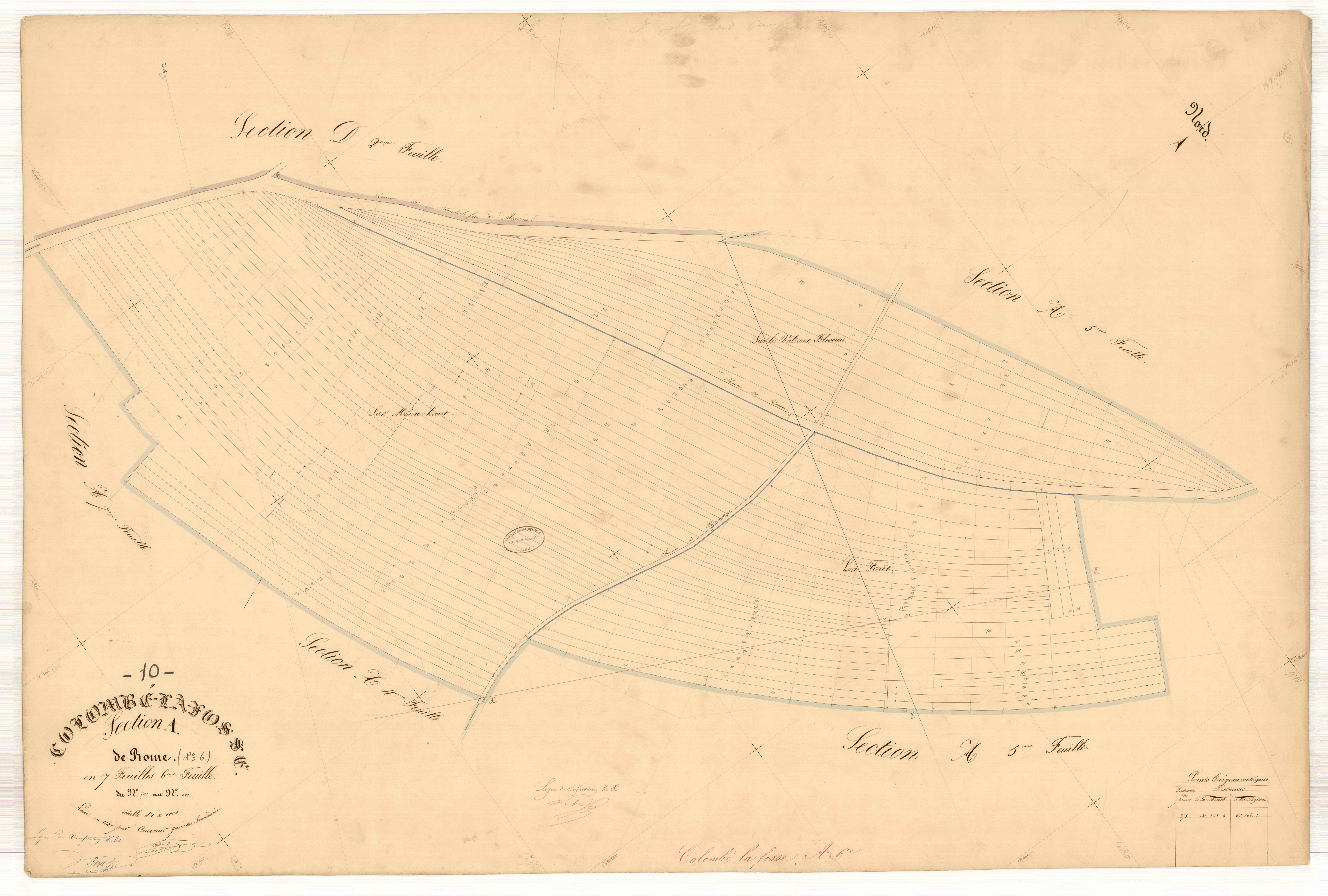 Colombé-la-Fosse, section A dite de Rome, feuille n° 6, parcelles n°891-1022