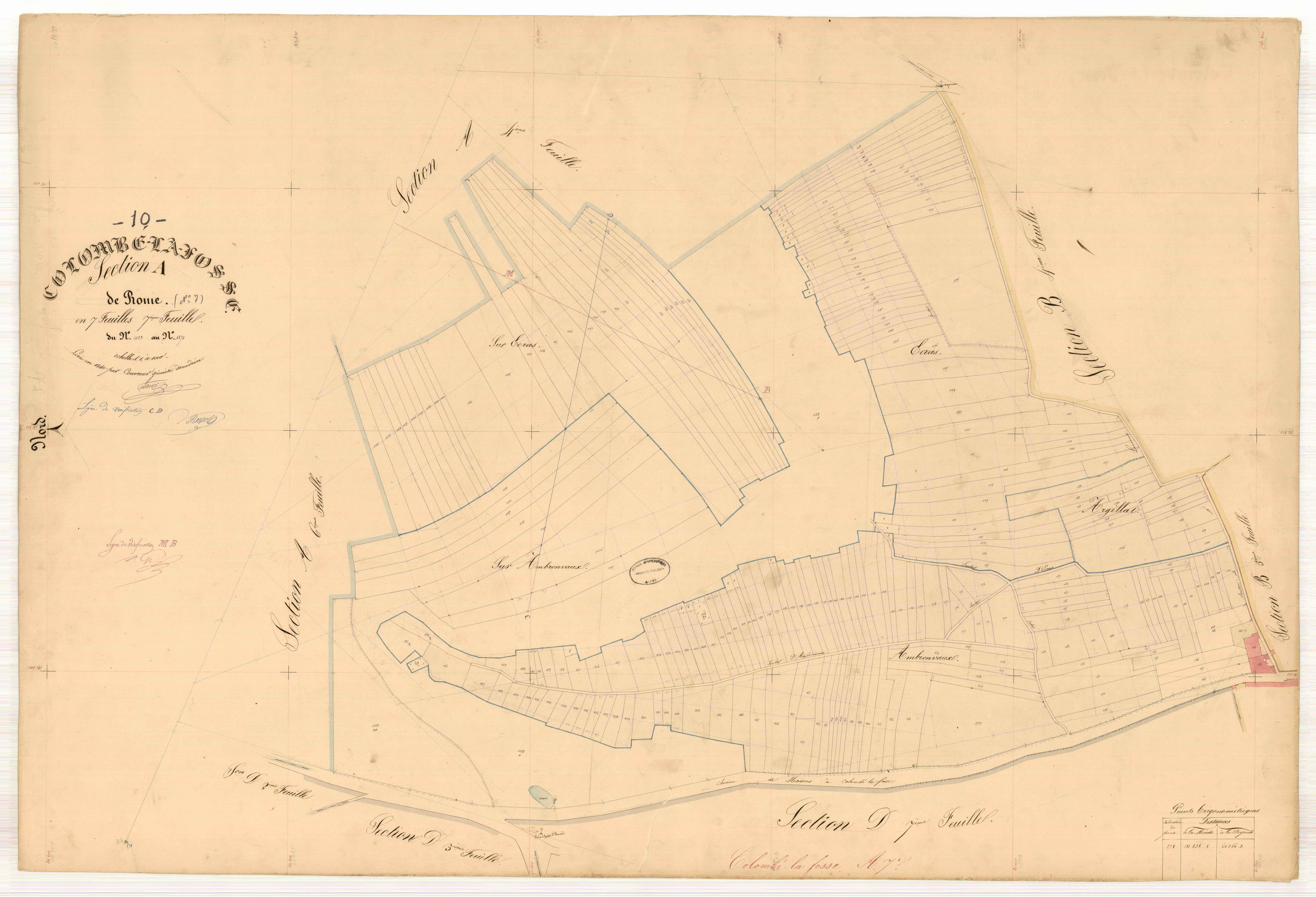 Colombé-la-Fosse, section A dite de Rome, feuille n° 7, parcelles n°1023-1270